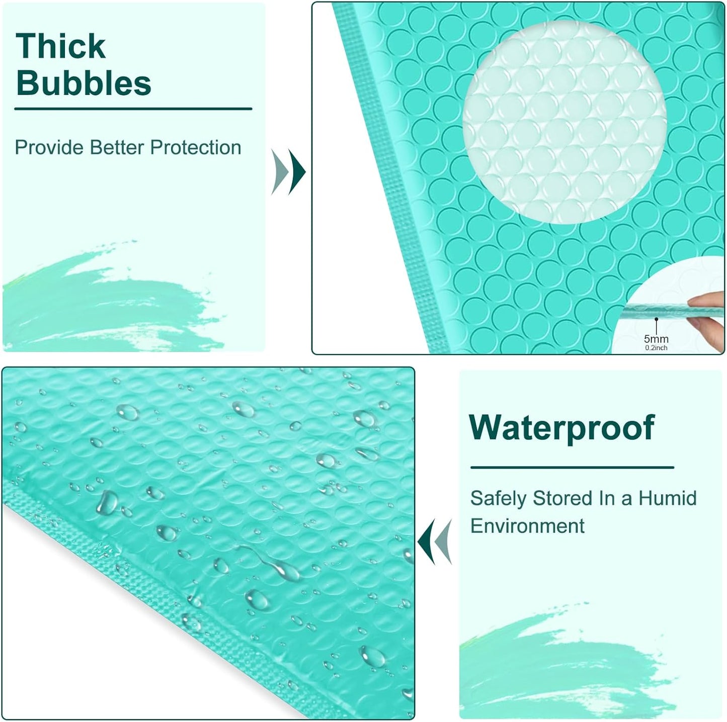 Bubble Mailers A4 Paper Size, 12x10 Padded Envelopes for Shipping, 25 Pack Mailing Packages with Self Seal Adhesive, Waterproof Bubble Envelopes (Teal)