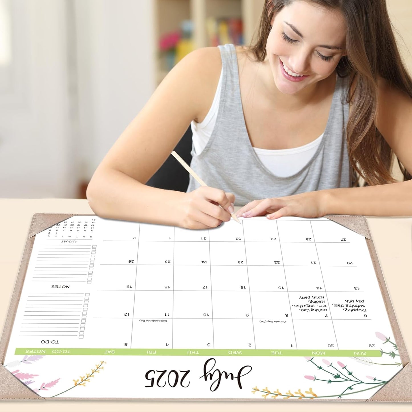 Desk Calendar 2025-2026 with Desk Mat – 22" x 17" Large Desk Pad Calendar Runs From Jul 2025 to Dec 2026, Floral Design Desktop Calendar with To-Do, Notes for Planning, Organizing, and Scheduling Your Life (Apricot)