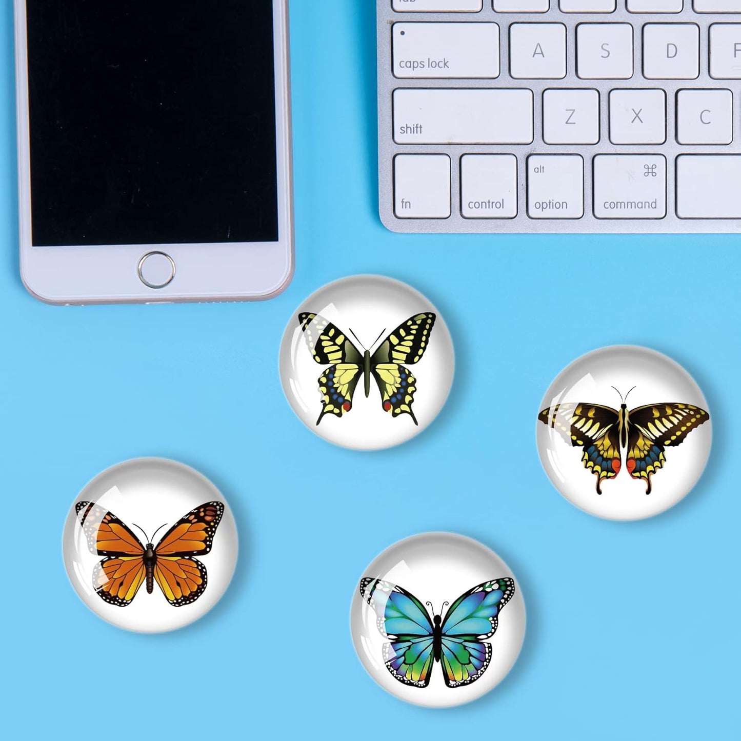 12Pcs Glass Strong Refrigerator Magnet Fridge Sticker,Butterfly Crystal Fridge Magnets Decoration for Crafts,Strong Fridge Magnets for Kitchen, School,Office Whiteboard, Cabinet and Dishwasher