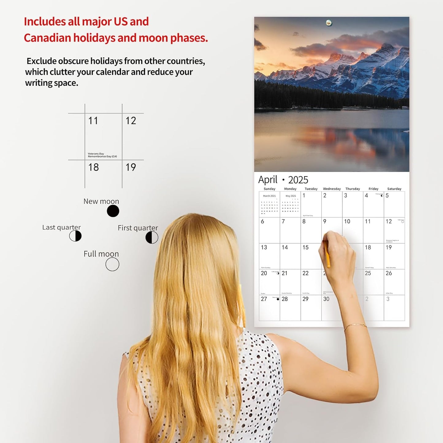 2025 Wall Calendar,Calendar 2025, January 2025 - December 2025, Wall Calendar Wonders of Planet, 12" x 24" Opened,Full Page Months Thick & Sturdy Paper for Gift Perfect Calendar Organizing & Planning
