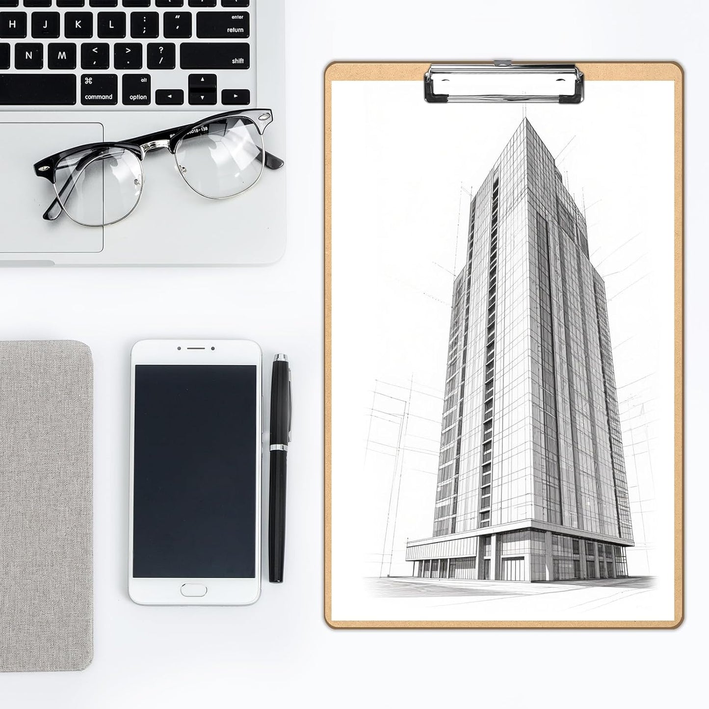 4 PCS Extra Large 11x17 clipboard, Wood Cleats with Low Profile Clips for Drawing, Sketching, and Art Boards, Horizontal Wood Lapping, Landscape Layout (3mm Thickness (4 Pack11x17 Long clipboard)