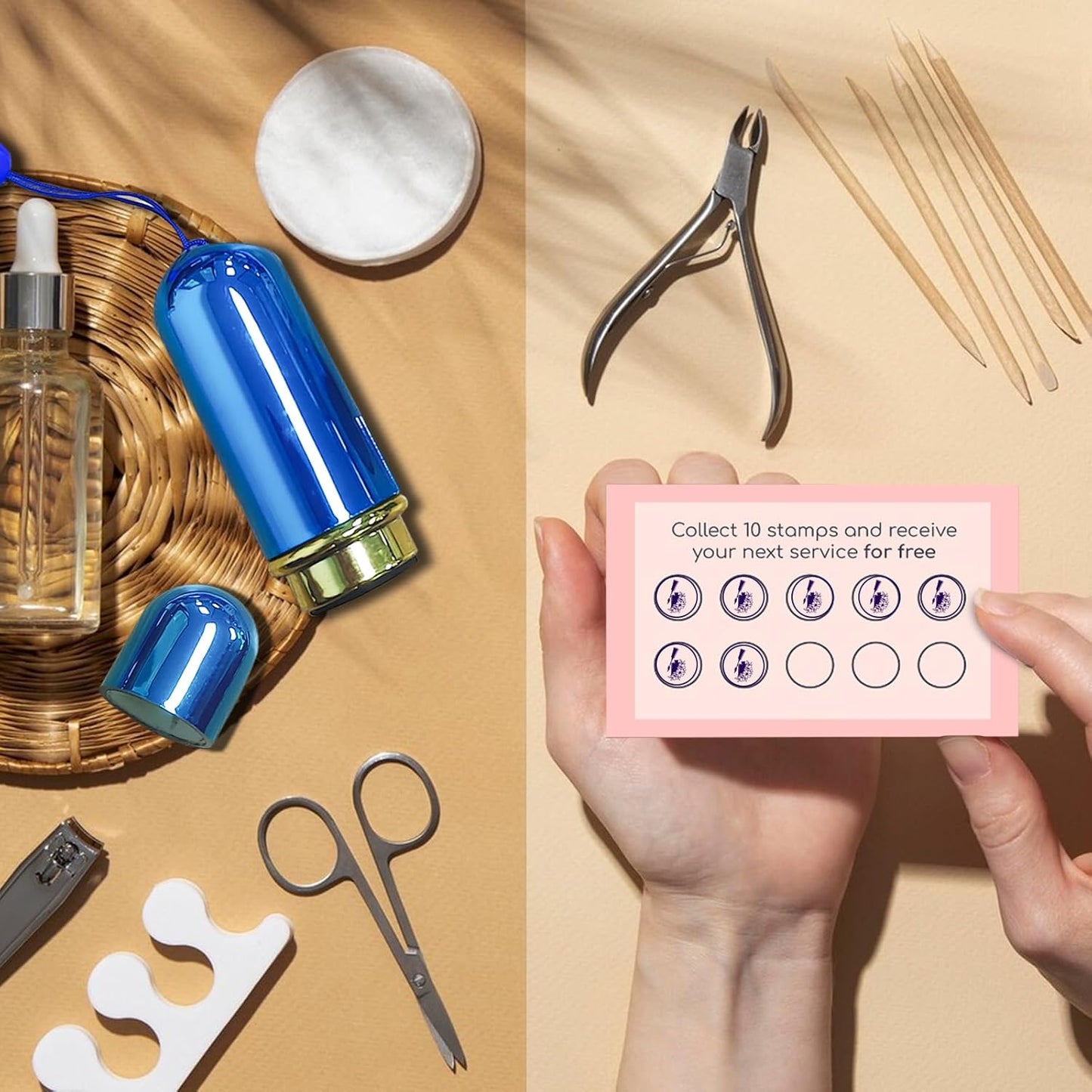 Custom Loyalty Card Stamp Personalized Self Inking Stamp for Business Stamp, Reward Stamp, Food Stamp， Small Round Rubber Stamp, Beauty Templates