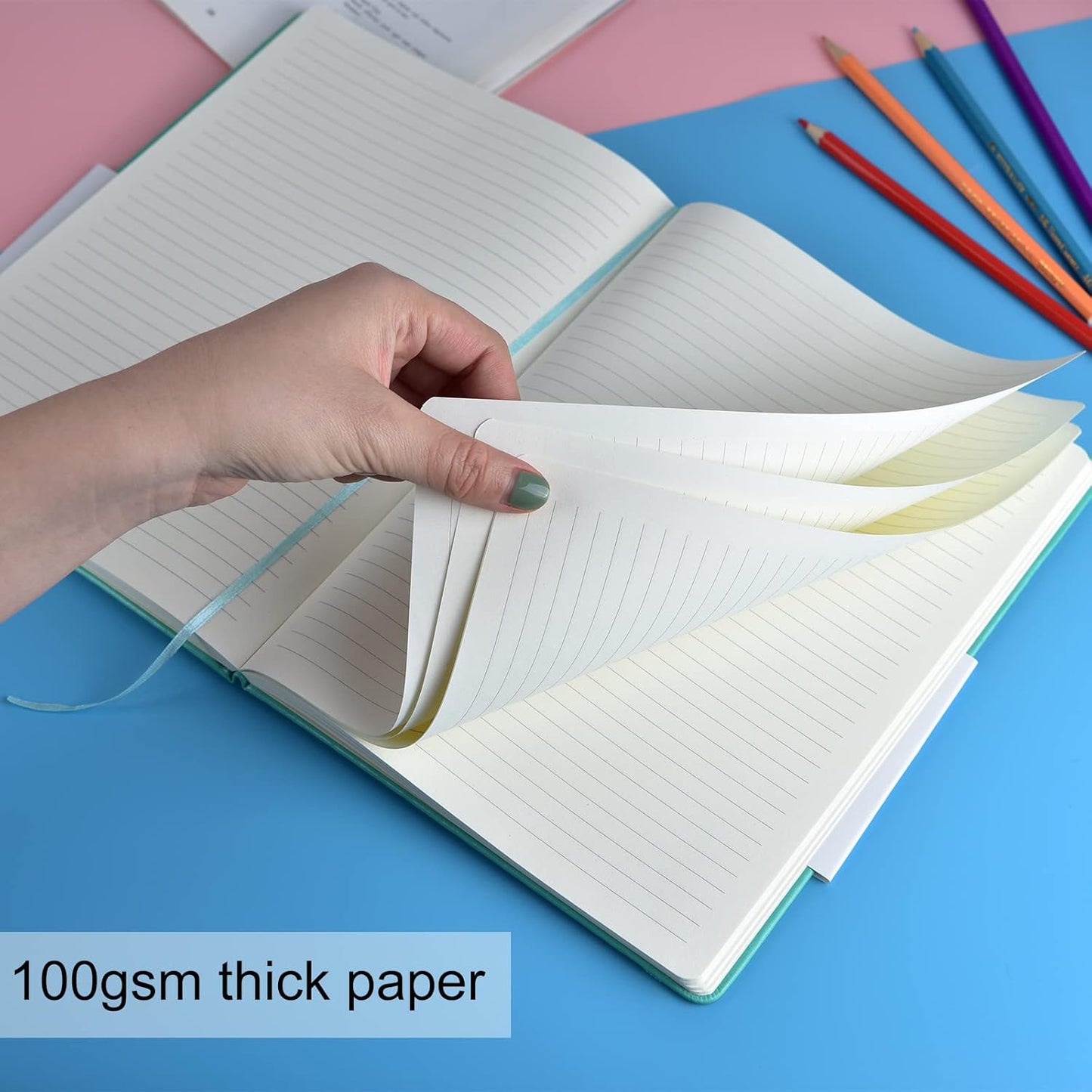 Coopay 6 Pack B5 Notebooks Journal College Ruled Composition Notebooks Classic Hardcover Lined Journals for Office Home School Business Writing Notes, 10.2" x 7.5", 100GSM Thick Paper (Multicolor)