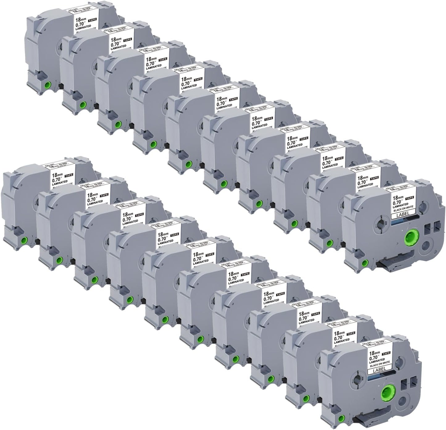 18mm 0.7 Laminated White Tape TZe-241 Compatible with Brother P Touch Label Maker PTD410 PT-D400 D610BT PT-D600 PT-2700 PT-1880, TZe Tz Tape 3/4 Inch, Black on White, 20 Pack