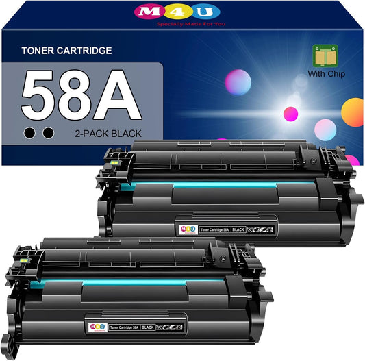 58A Toner 2 Pack Compatible with 58A CF258A Toner Cartridges Black (with Chip), Works with MFP M428fdw M428fdn M428dw M404 M428 Pro M404n M404dn M404dw Printer(2 Pack)