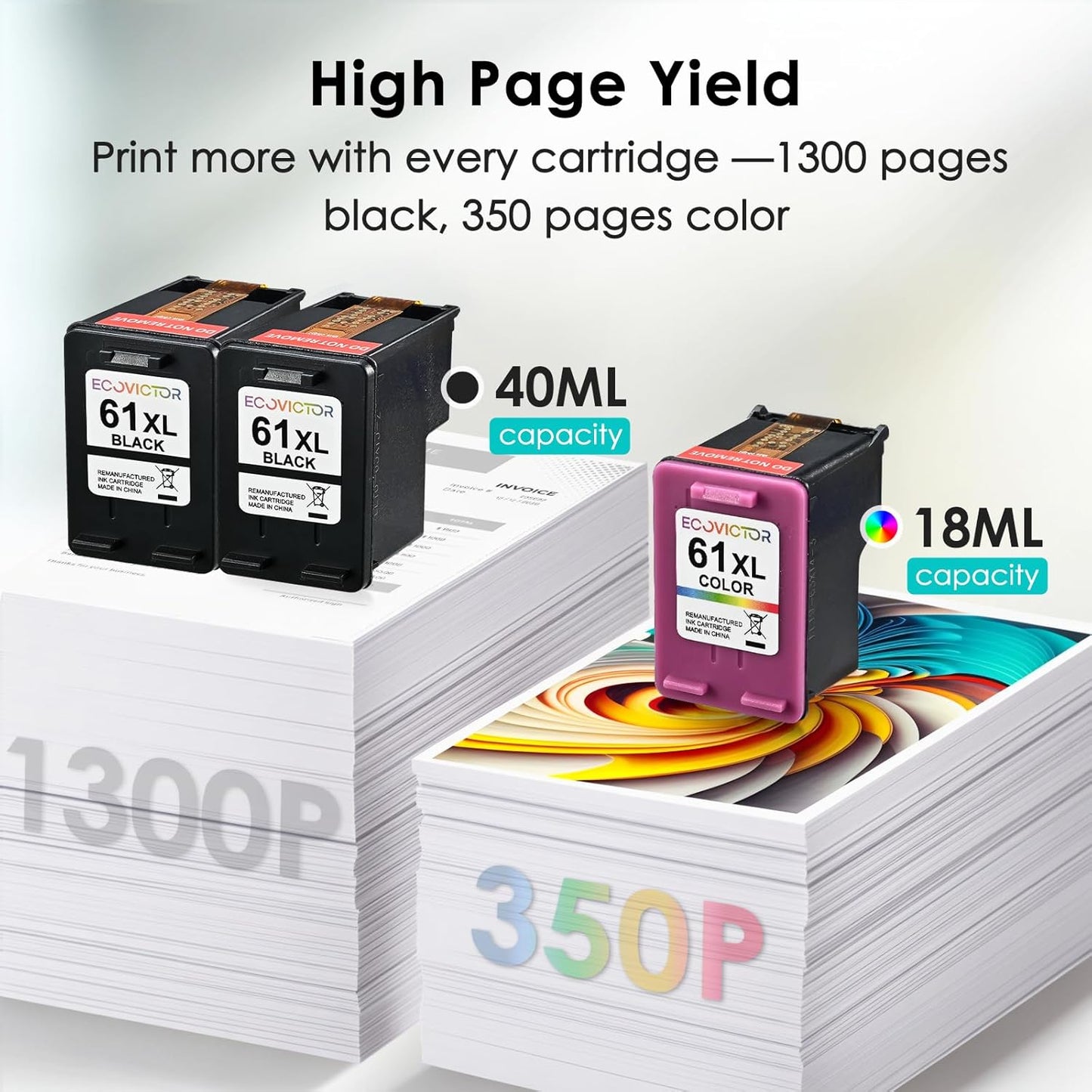 61XL Ink Cartridge Black Color Combo Pack (3-Pack) Replacement for HP Ink 61 XL HP61XL HP61 for 4500 5530 4630 2540 4502 5535 3510 3050 4635 4632 2514 2542 4610 2620 1510 1000 1010 Printer