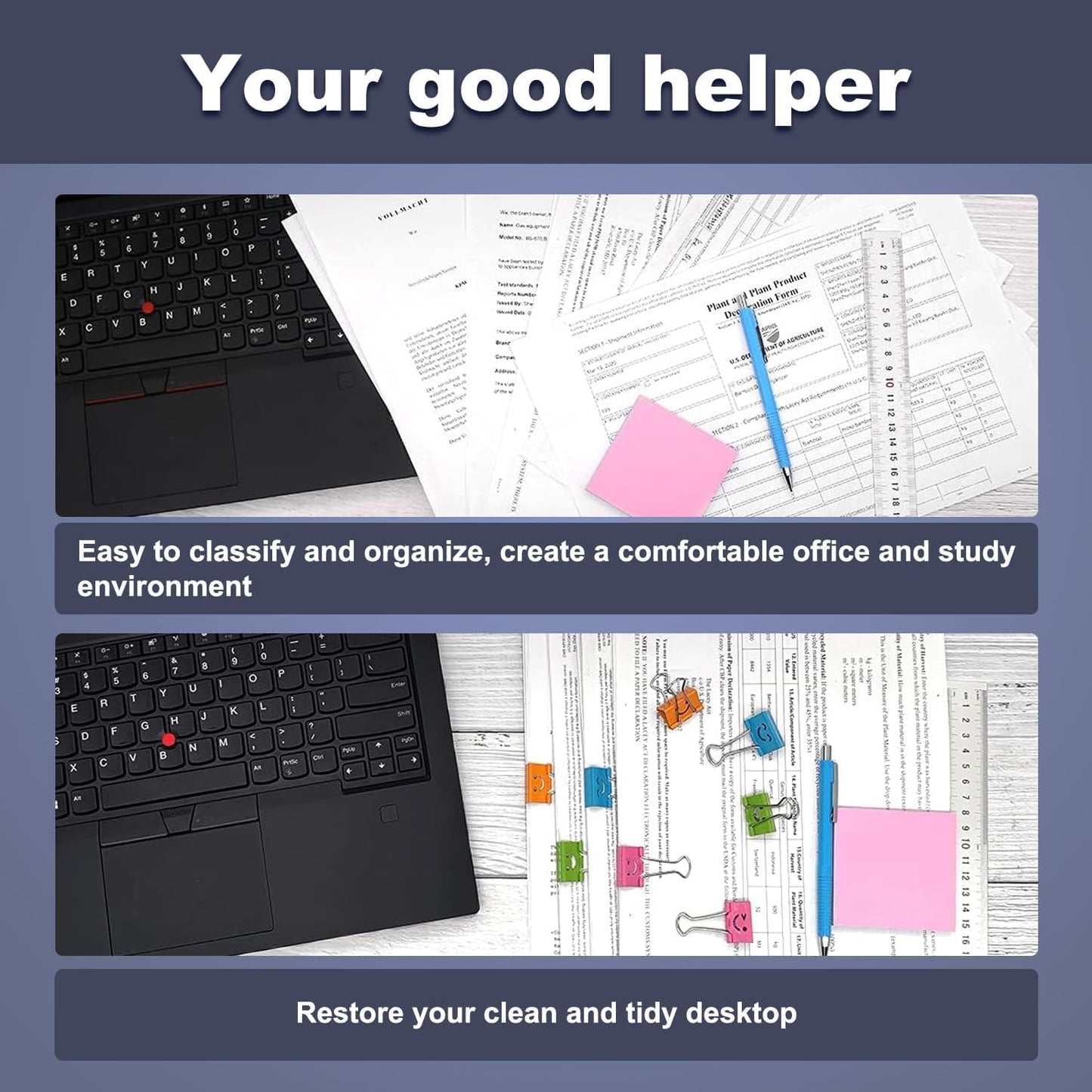 200 Pack Smiling Binder Paper Clips, Mini Metal Binder Clips for Kitchen, Send Goods from Local Warehouse, Cute Binder Clips, School Personal Document Organizing Classifying, Office, Paper Clamps