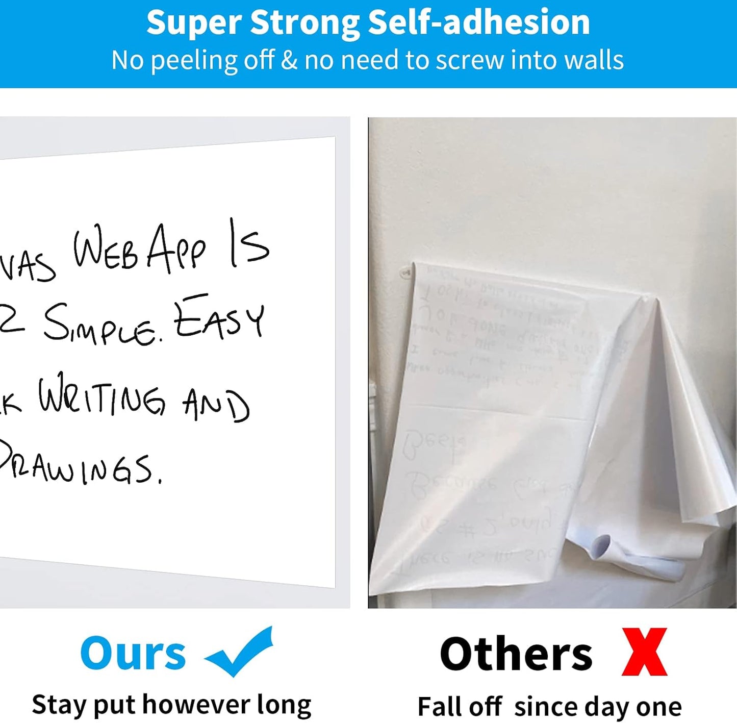 AFMAT Whiteboard Wallpaper, 6x4ft Dry Erase Contact Paper, Large Peel and Stick White Board Contact Paper, Stain-Proof & Super Sticky, No Ghost After 60 Days, Dry Erase Whiteboard Sticker for Wall