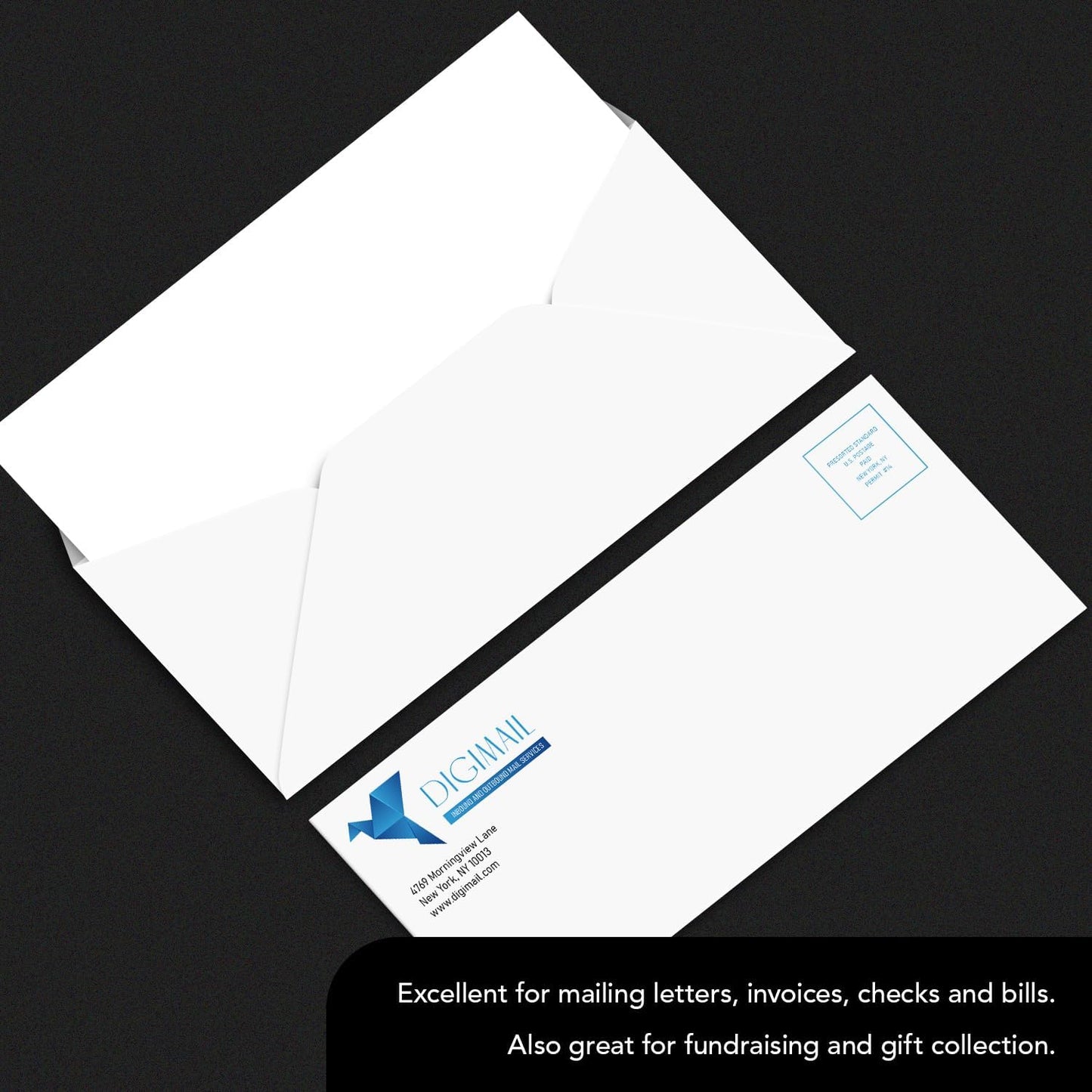 Customize Your #14 Business Envelopes - Upload Your Full Color Logo and Return Address - Custom Professionally Printed Bright White Wove Envelopes, Strong Gummed Flap - Thick and Sturdy - 50 Envelopes