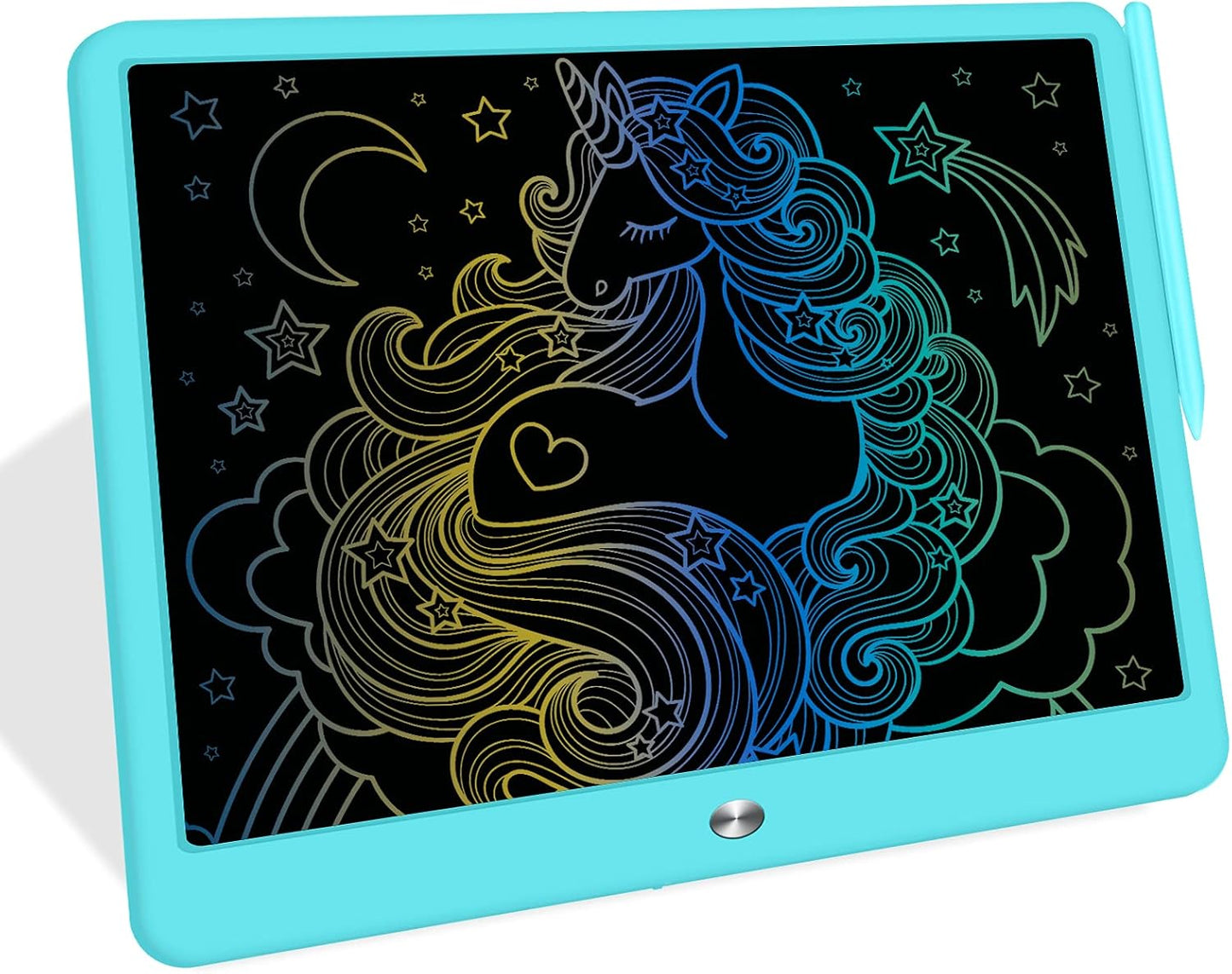 FLUESTON LCD Writing Tablet, Doodle Board Toys Gifts for 3-8 Year Old Girls Boys, 15 Inch Colorful Electronic Board Drawing Pad for Kids, Gifts for Toddler Educational Learning Travel Birthday, Blue