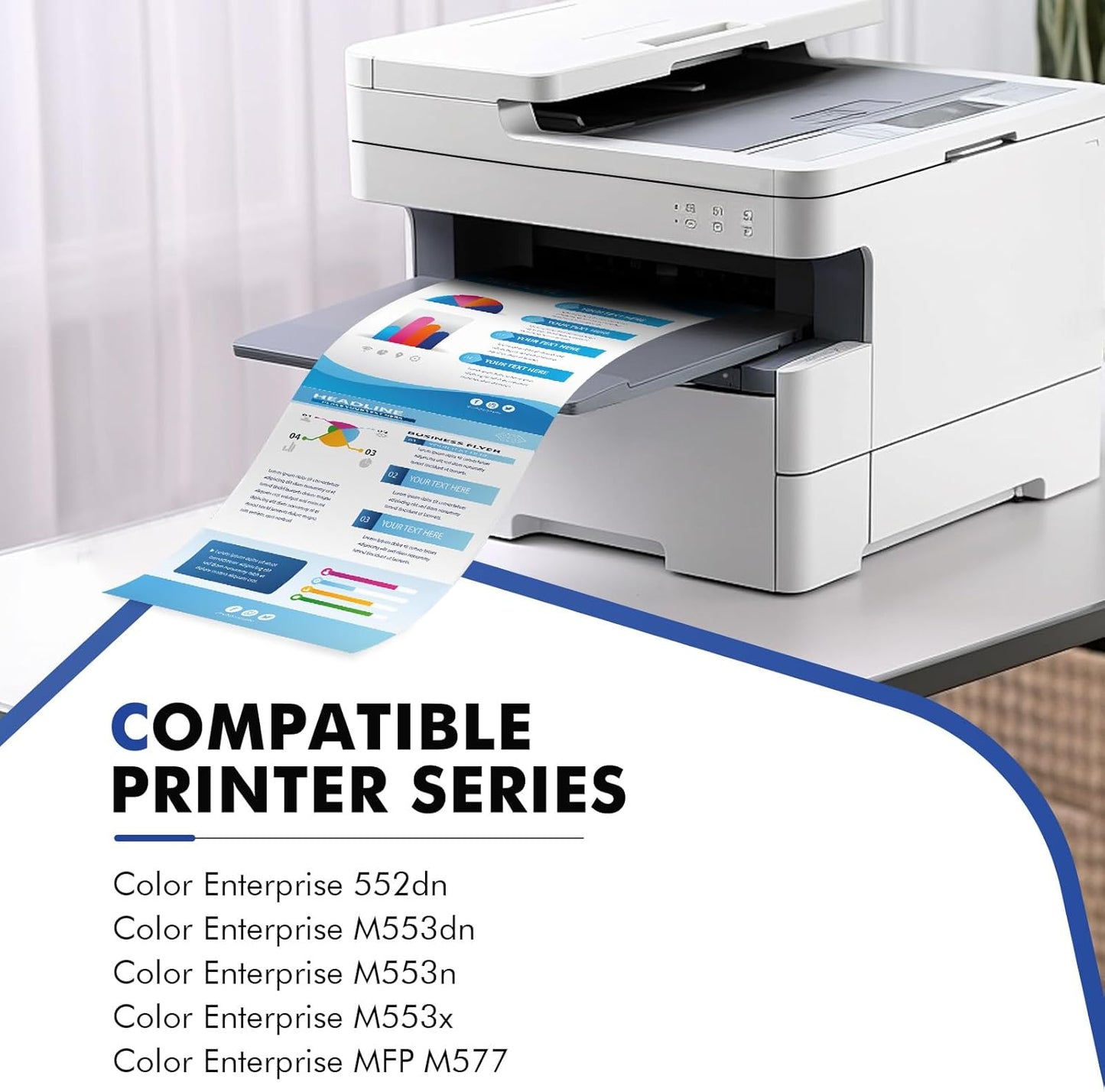 508A 508X M553 Toner Cartridge Set 4 Pack Replacement for HP 508A M553 508X CF360A CF361A CF362A CF363A for HP Enterprise M553dn M577 M553X M553N 553 Printer Ink New Version (BK/C/Y/M)