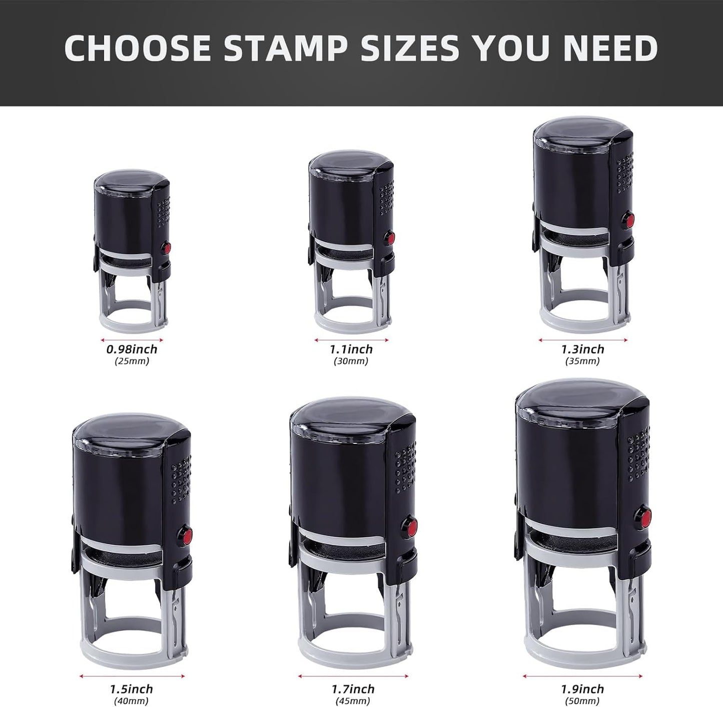 Custom Logo Self-Inking Stamp - Personalized Self-Inking Stamper for Business Logos & Text - 6 Sizes - Choose from 5 Ink Colors