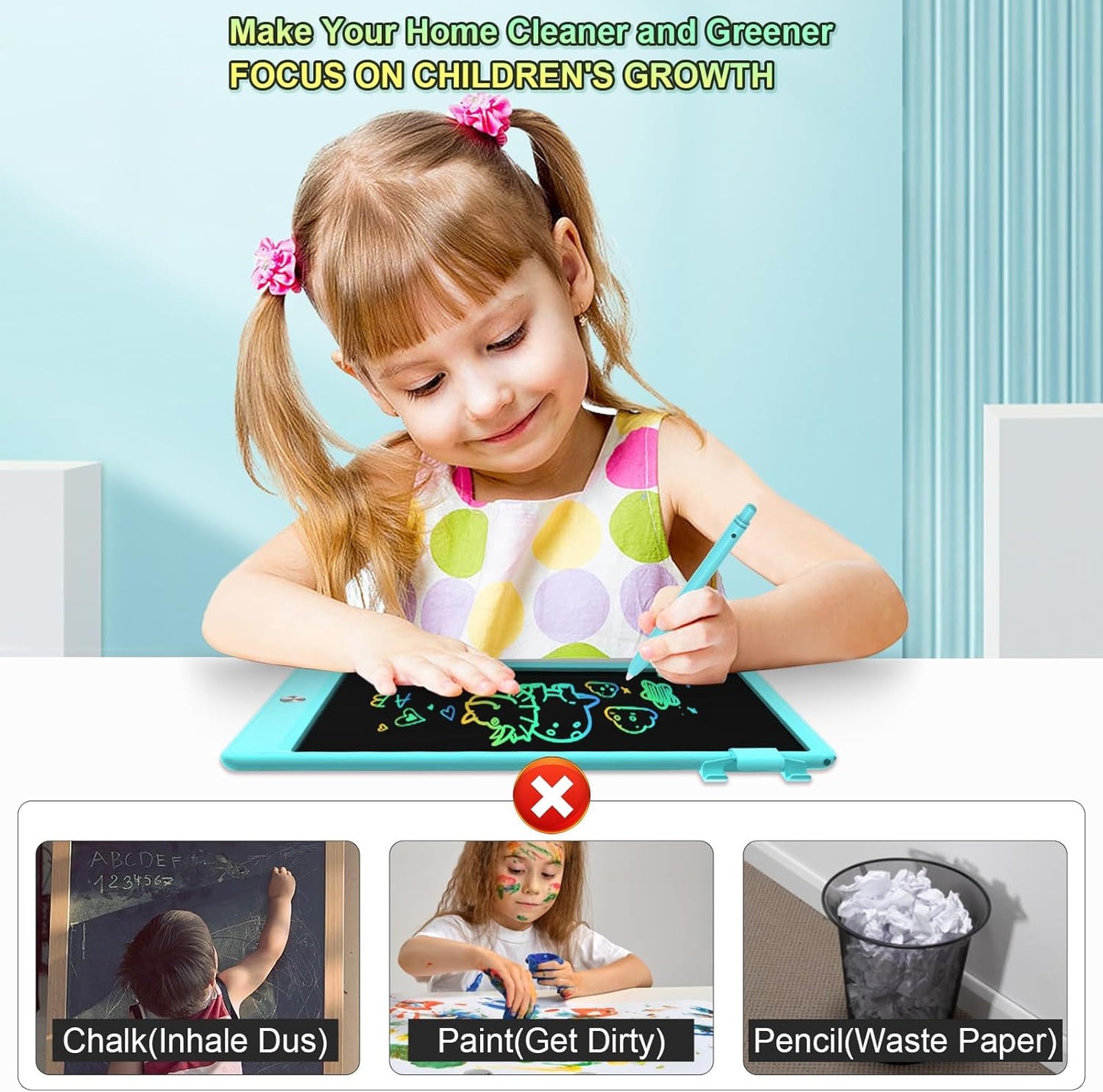 8.5 Inch LCD Writing Tablet for Kids, Colorful Toddler Doodle Board - Erasable Drawing Pad, Educational Learning Toy for Ages 3-8 - Valentine's Day Christmas Birthday Gifts (8.5 Inch, Blue)