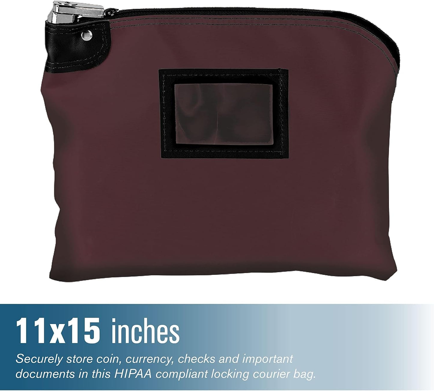 BankSupplies Laminated Nylon Locking Deposit Bag | Burgundy | 2 Keys Included for Each Bag | Heavy Duty | Puncture Resistant Laminated Nylon | Double Stitched Seams