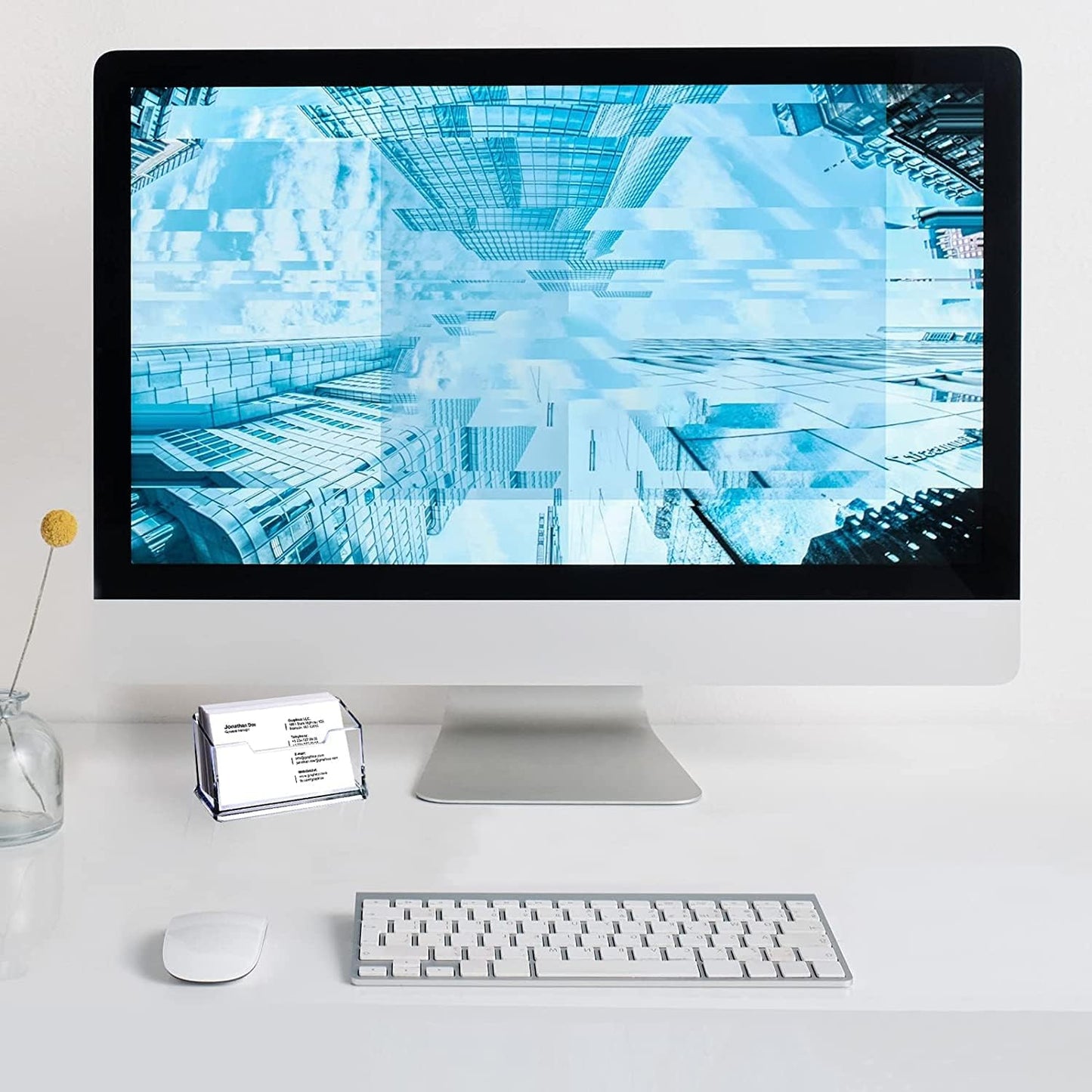 3 Pack Clear Acrylic Business Card Holder, Name Card Organizer for Desk Fits 50 Business Cards