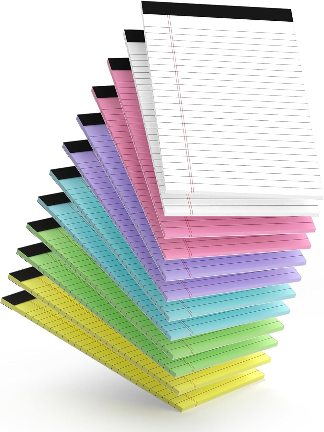 12pcs Small Note Pads, Color Notepads 5x8 College Ruled Notebook, Writing Pads 5 x 8, Legal Pads, Memo Pad Paper Perforate Narrow Ruled Notebooks for Work, School, Office,30 Sheets/Pack