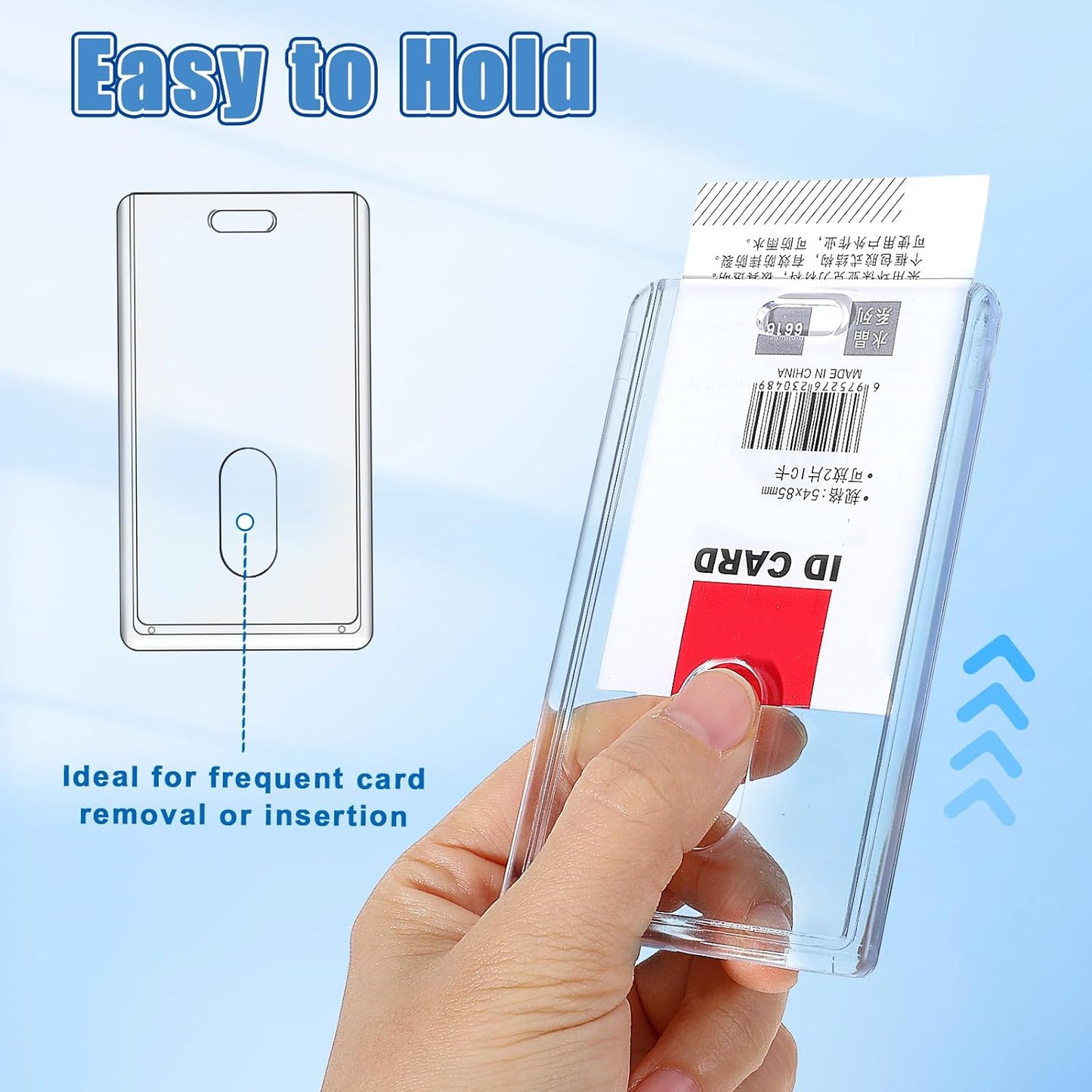 30 PCS Acrylic Card Holders, Clear ID Card Holders, Hard Plastic Badge Holder, Vertical Card Protector, Cover Transparent Badge Protector for Office Classroom Fair