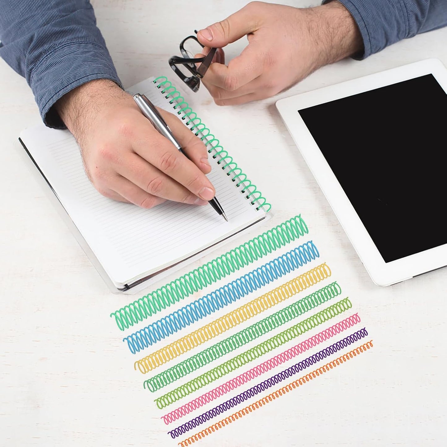 120 Pack Plastic Spiral Binding Coils Binder Binding Spirals Rings Multi Size Spiral Binding Wire Combs Spines Coils, 4:1 Pitch, 1/4 5/16 3/8 1/2 9/16 5/8 3/4 7/8 Inch (Colorful)