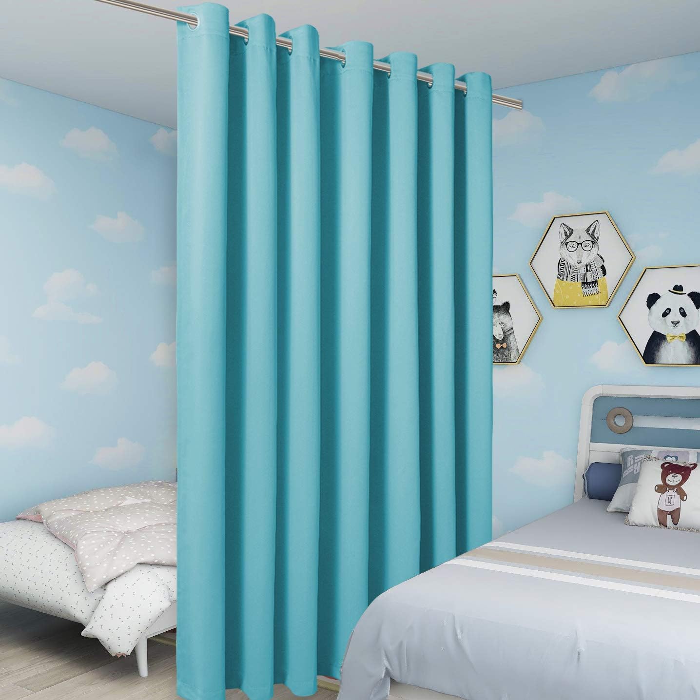 BONZER Room Divider Curtain Total Privacy Wall Noise Reducing Wide Blackout Curtains for Bedroom Living Room, 84L x 108W Inch (7L x 9W ft), 1 Panel, Teal