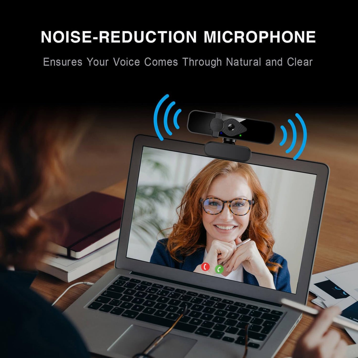 2K Webcam for PC, 85° View USB Computer Camera, with Noise Canceling Microphone & Privacy Cover, HD Web Cameras for Desktop Laptop Monitor Mac Streaming, Video Calling Webcams, 1pc cable organizer