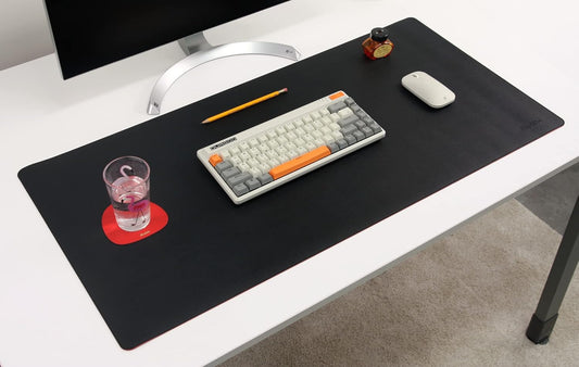 Dual-Sided Leather Desk Pad,Blotter for Laptop Computer,Mouse Pad,Writing,Drawing,Arts and Craft Mat (17"x35", Black/Red)