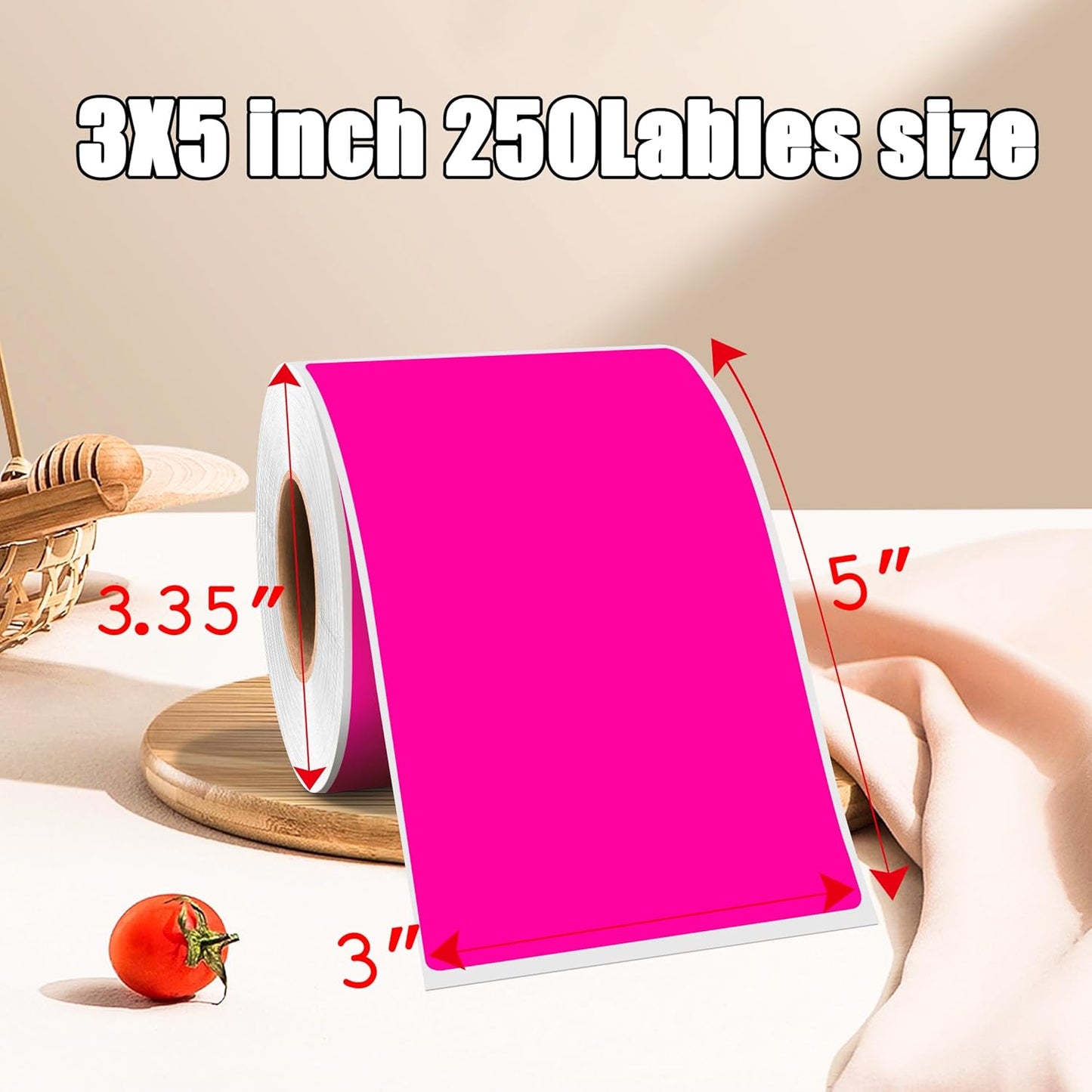 3 x 5 Inch 250Pcs Rectangle Color Coding Stickers,Strong Adhesion Easy to Write Label for Moving,Box Organization,Inventory,Business,Fluorescent Pink