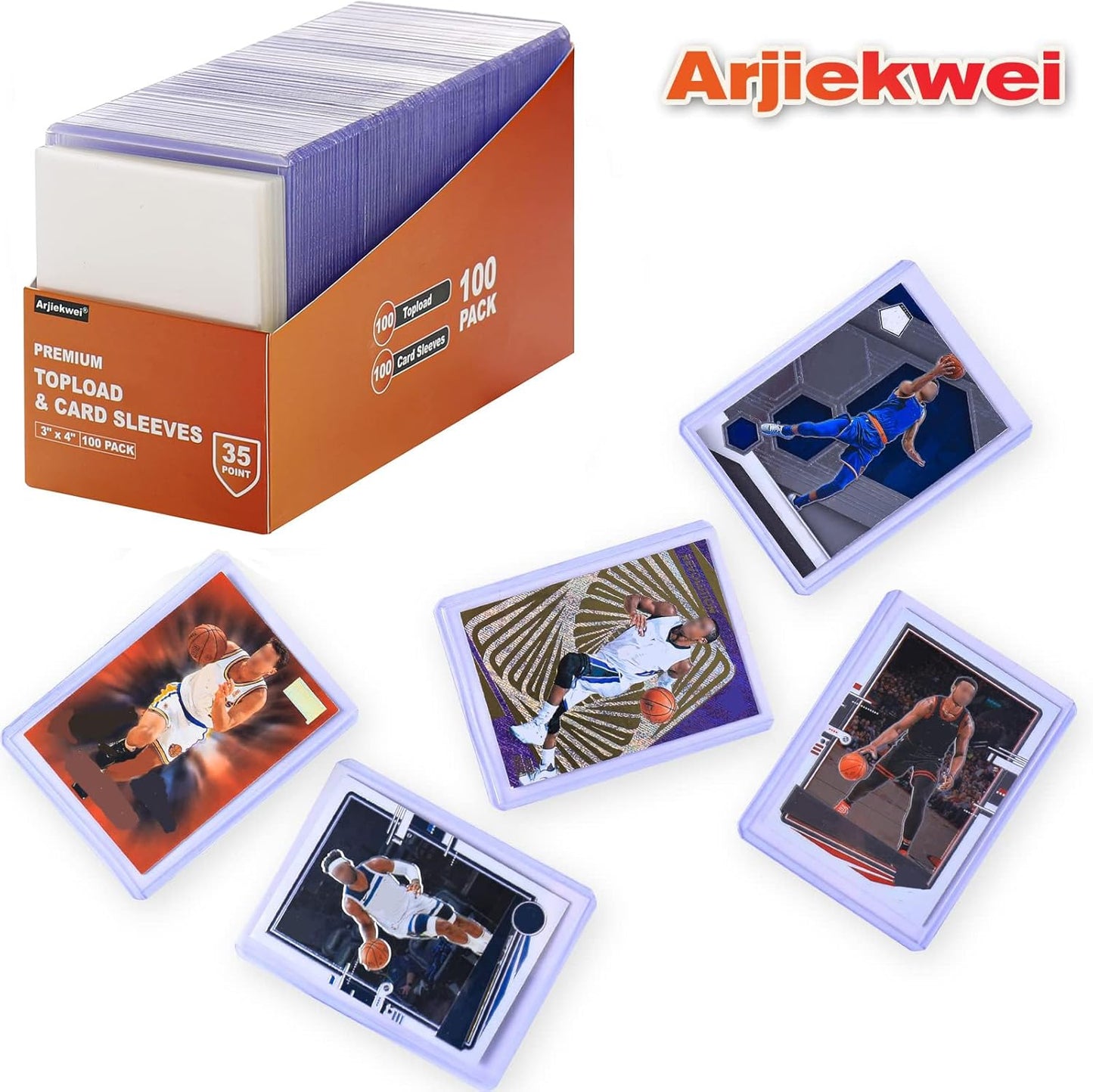 1000 Card Sleeves Top Loaders for Cards, Arjiekwei 3"X4" Baseball Card Protectors Hard Plastic, Premium Toploaders Card Holder for Trading Sports Football Game Card(500 Top Loaders + 500 Card Sleeves)