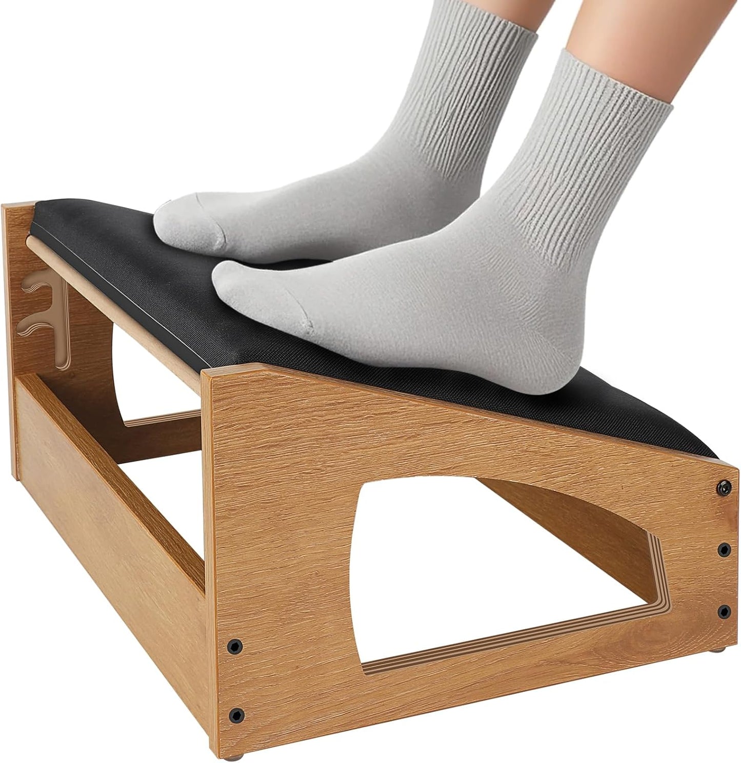 Ergonomic Foot Rest, 4 Adjustable Height Foot Stool,Footrest Under Desk， Soft Cushions,Foot Rest Office,Improving Posture, Promoting Blood Circulation（Natural）