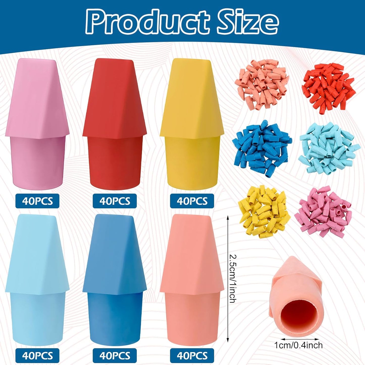 240 Pcs Pencil Top Erasers Cap Bulk Cute Pencil Toppers Erasers School Office Supplies for Students Teachers Art School Office Classroom Supplies(Bright Colors)