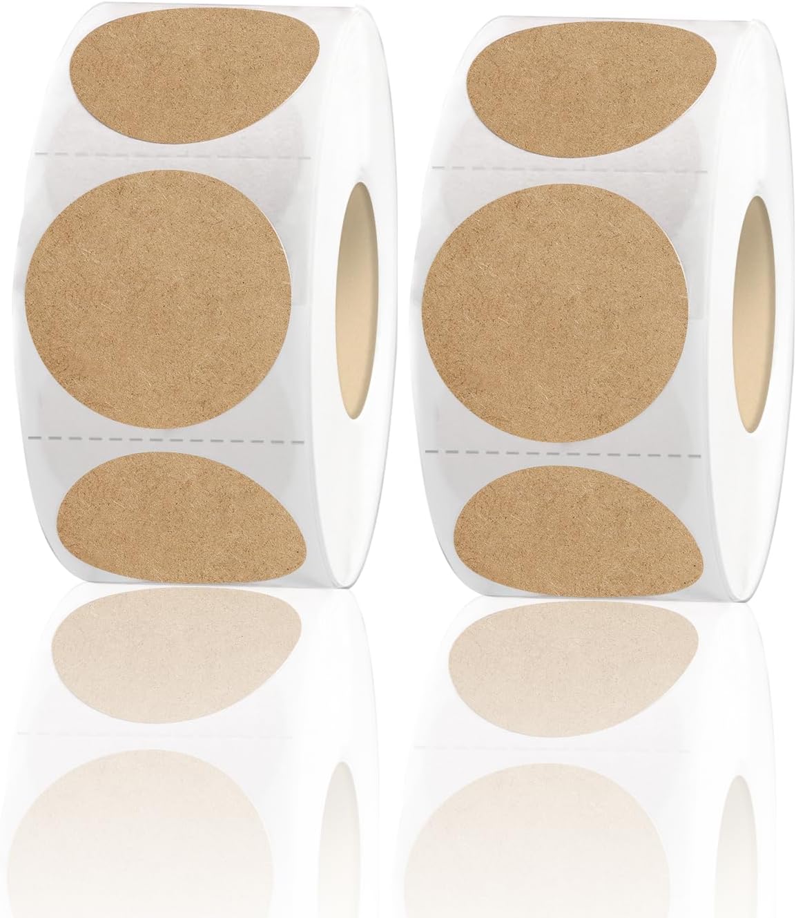 1 Inch Round Color Coding Labels, Brown Garage Sale Price Stickers, Permanent Adhesive Dots with Perforation Line- Kraft/ 1000Pcs