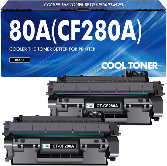 Cool Toner Compatible Toner Cartridge Replacement for HP 80A CF280A 80X CF280X for HP Laserjet Pro 400 M401n M401dn MFP M425dn M401dne M401dw M425dw M401 M425 Printer Toner Ink(Black, 2-Pack)