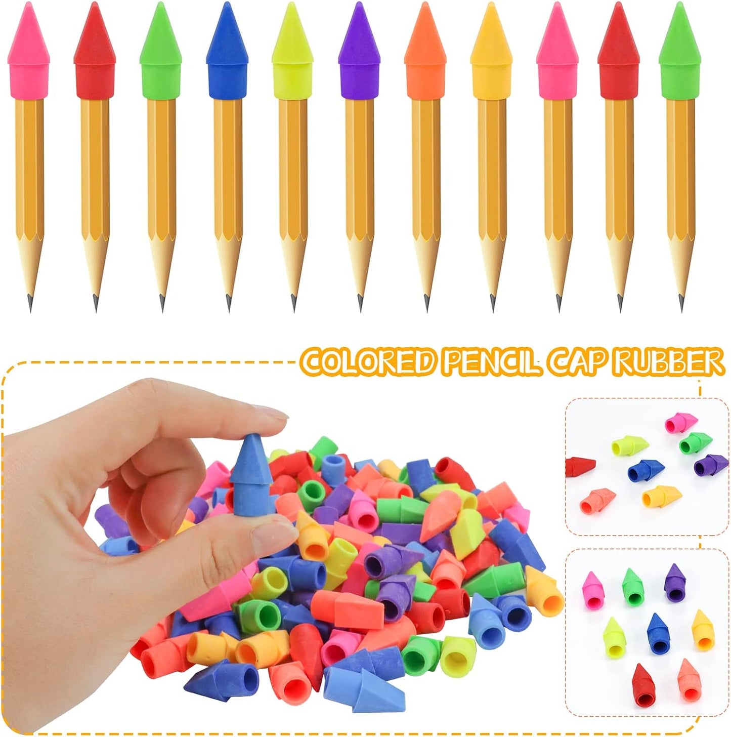 800PCS Caps Pencil Erasers Chisel Shape Pencil Eraser Arrowhead Caps Erasers Latex Free Pencil Pencil Eraser Toppers Assorted Colors for Favors Games Prizes Pencil Top Erasers Home School Office