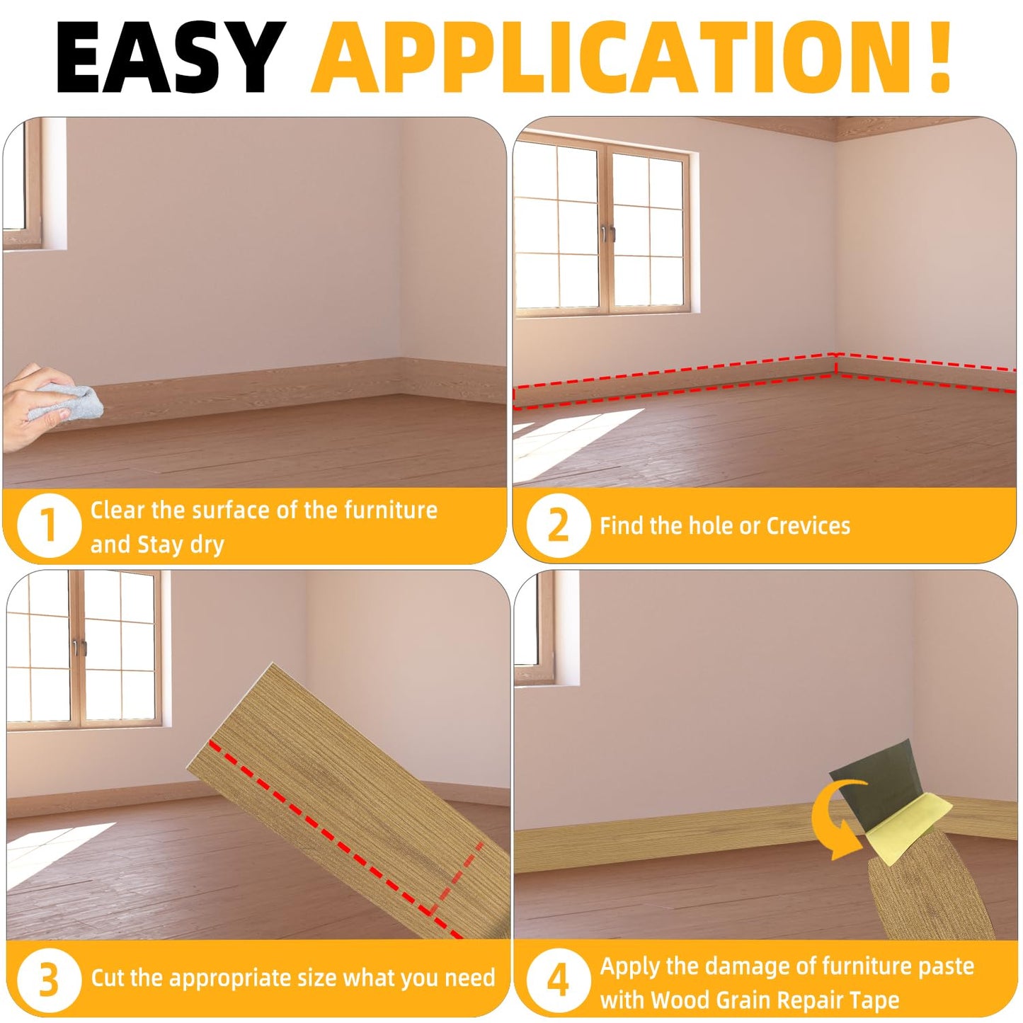 GSCIT Club Wood Grain Repair Tape, 2.4 inch X 250ft Self Adhesive Oak Grain Repair Patch for Tables, Chairs, Baseboards, Doors, Windows, Floors, Handicraft DIY.