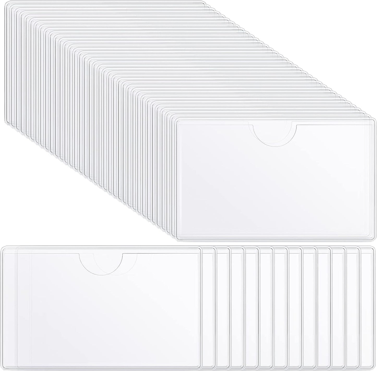 100 Self-adhesive Index Card Pockets Label Pockets sleeves with Top Open for Business Cards, Clear Plastic Sticky Labels Holders for Storage Bins Library Cards, Organizing Totes Shelves (3.7 x 2.28'')