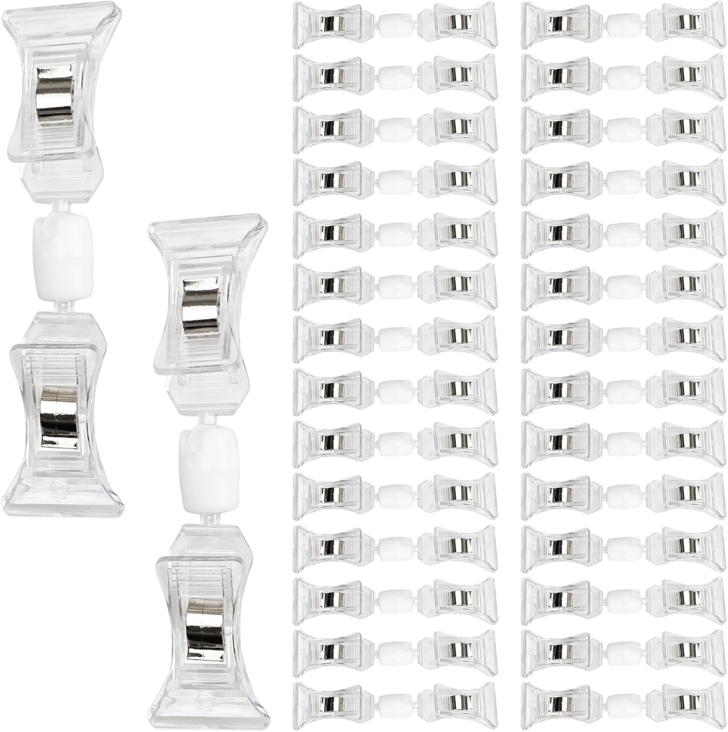 30PCS Double End Mini Sign Holder Clips, Rotatable Price Signs Display Clips, Plastic Retail Cards Clips for Merchandise/Retailers