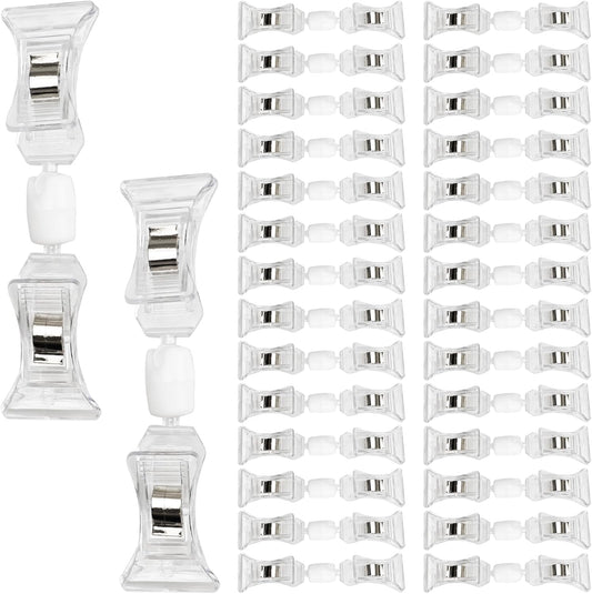 30PCS Double End Mini Sign Holder Clips, Rotatable Price Signs Display Clips, Plastic Retail Cards Clips for Merchandise/Retailers