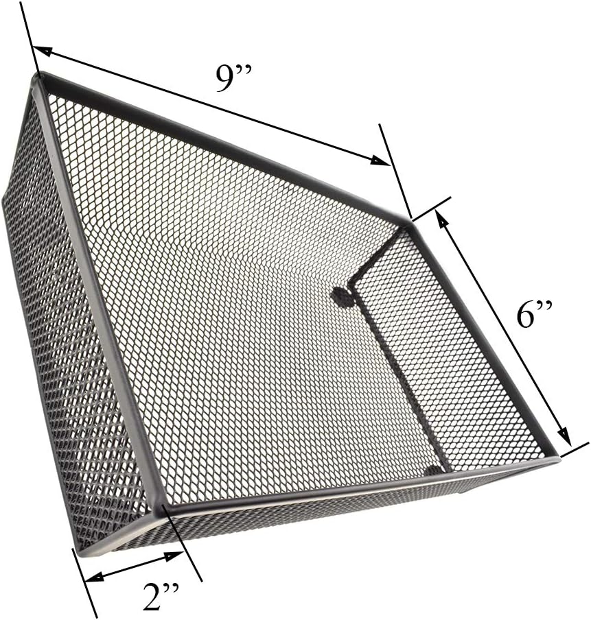 HAHIYO Stackable Mesh Tray Cup 9 x 6 x 2 inches Sturdy Container for Desk Drawer Organizer Collection for Home Office School kitchen Soft Foam Feet No Sharp Edges 1 Pack Black