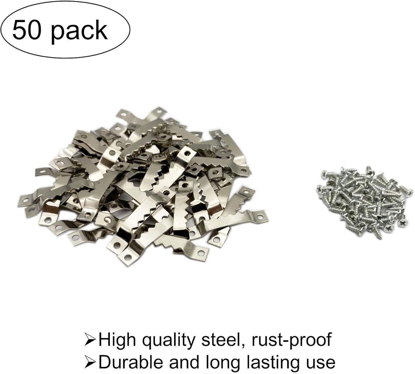 50 Pack Small Sawtooth Picture Hangers Steel Picture Hangers Picture Frames Hangers with Screws Picture Hang Solutions, for Hanging Clock Paintings Artwork Picture Frame Hook Photos (Silver)