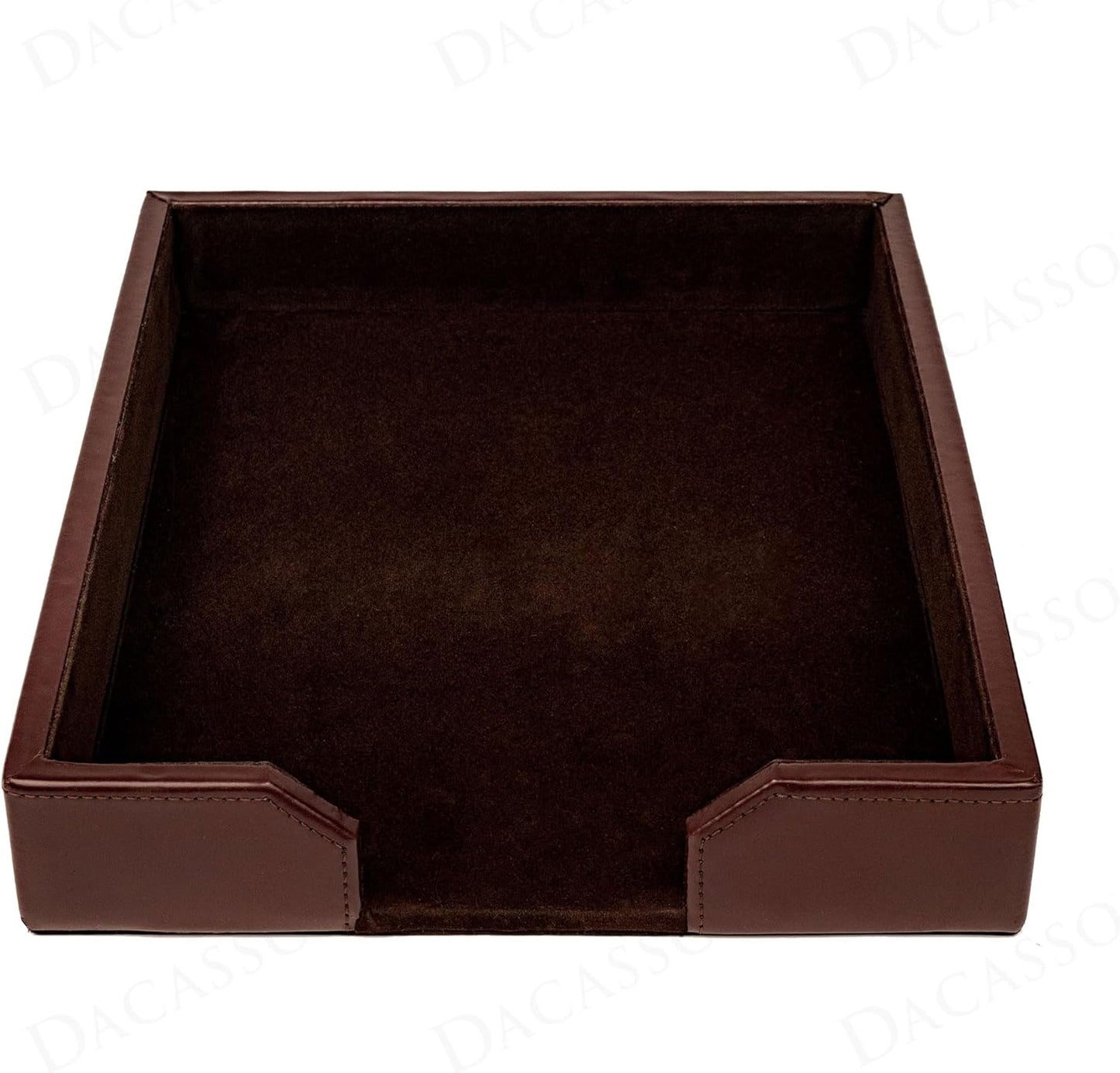 Dacasso Dark Brown Bonded Leather Luxury Letter Tray Holder - Paper Organizer for Desktop Office Essentials & Executive Desk Decor