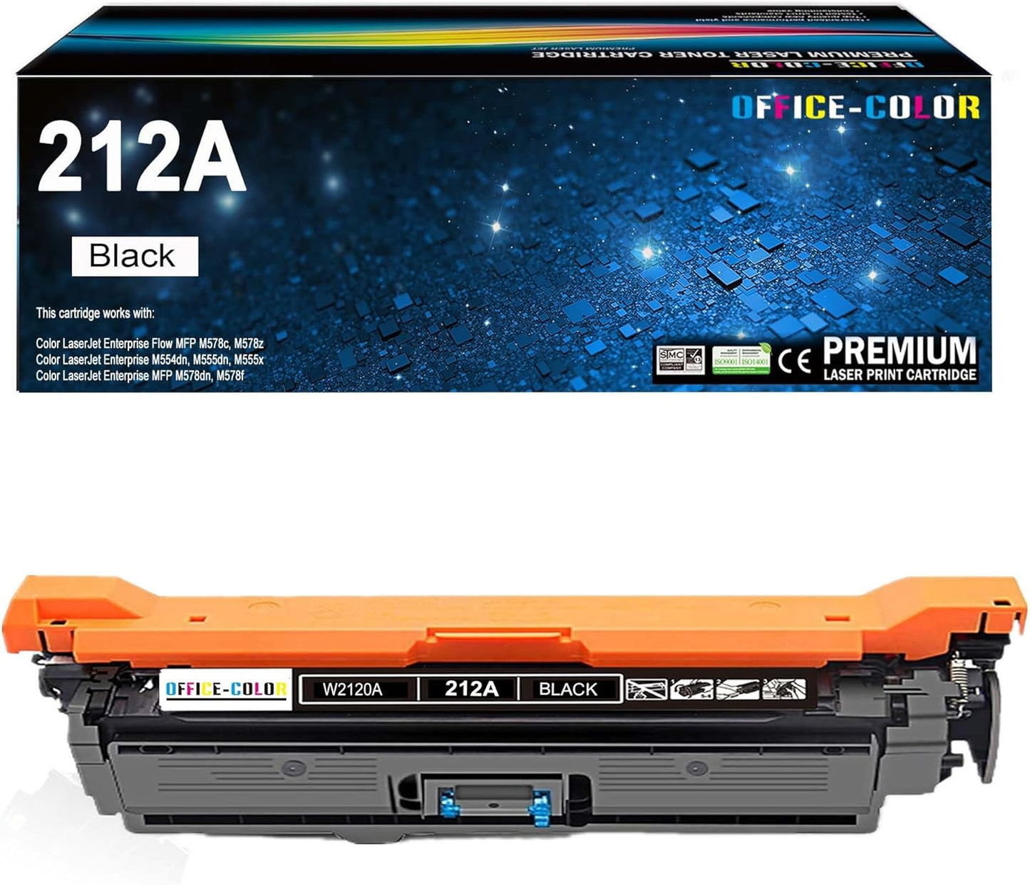 212A Black Toner Cartridges Replacement for HP 212A W2120A Works with Color Laserjet Enterprise M554, M555 Series, Color Laserjet Enterprise MFP M578 Series (1 Pack)