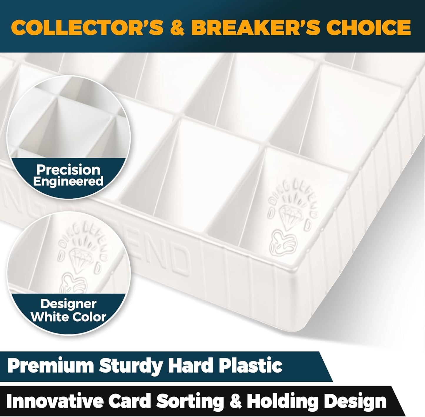 Card Sorting Tray - Stackable Trading Cards Organizer, 15-Compartment Sorter Tray for Organizing Raw Cards, Sleeved Cards or Toploaders– Includes 15 Trading Card Dividers, White
