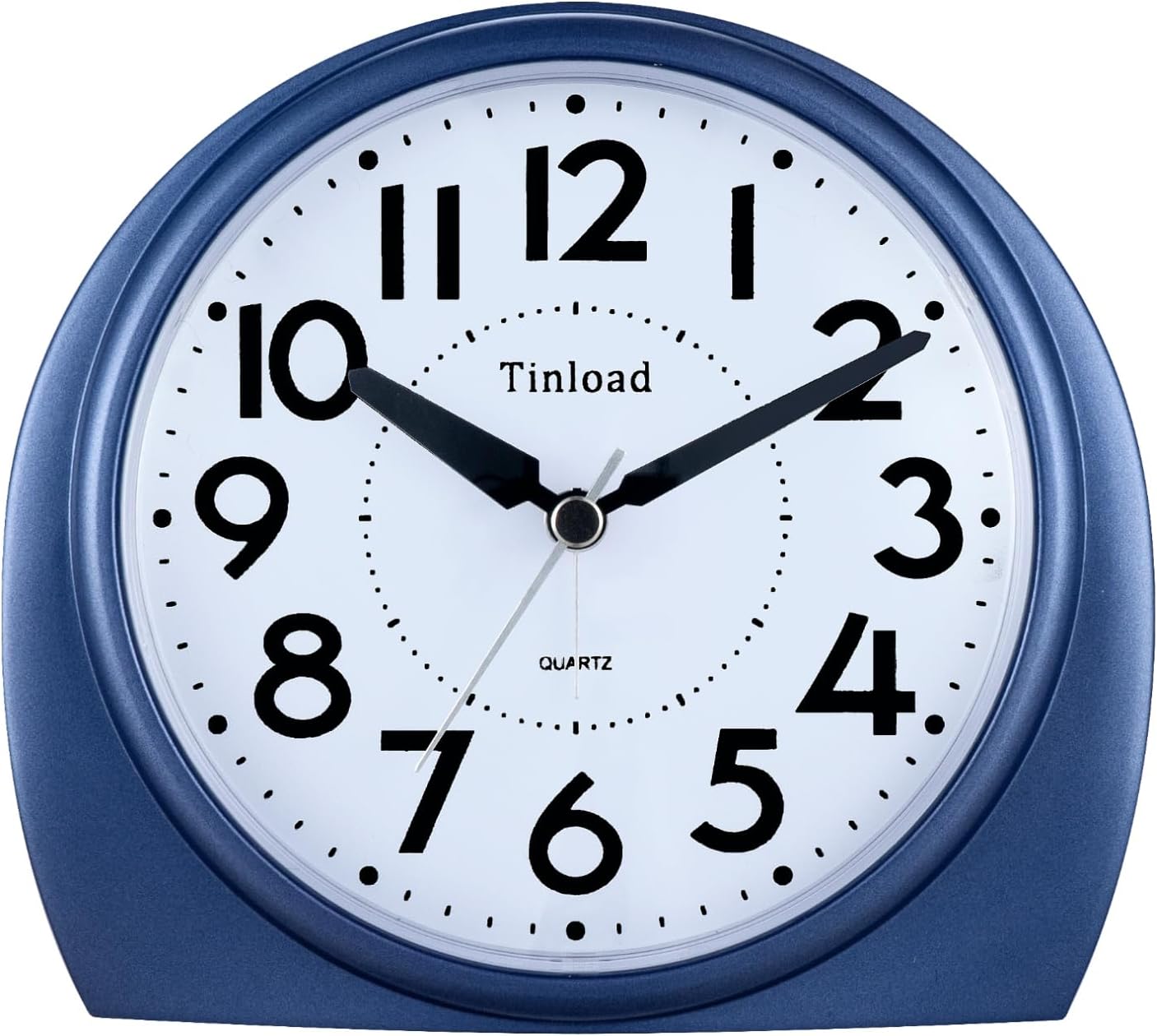 5.5" Large Analog Alarm Clock Silent Non Ticking, Gentle Wake, Beep Sounds, Increasing Volume, Battery Operated Snooze and Manual Light, Blue