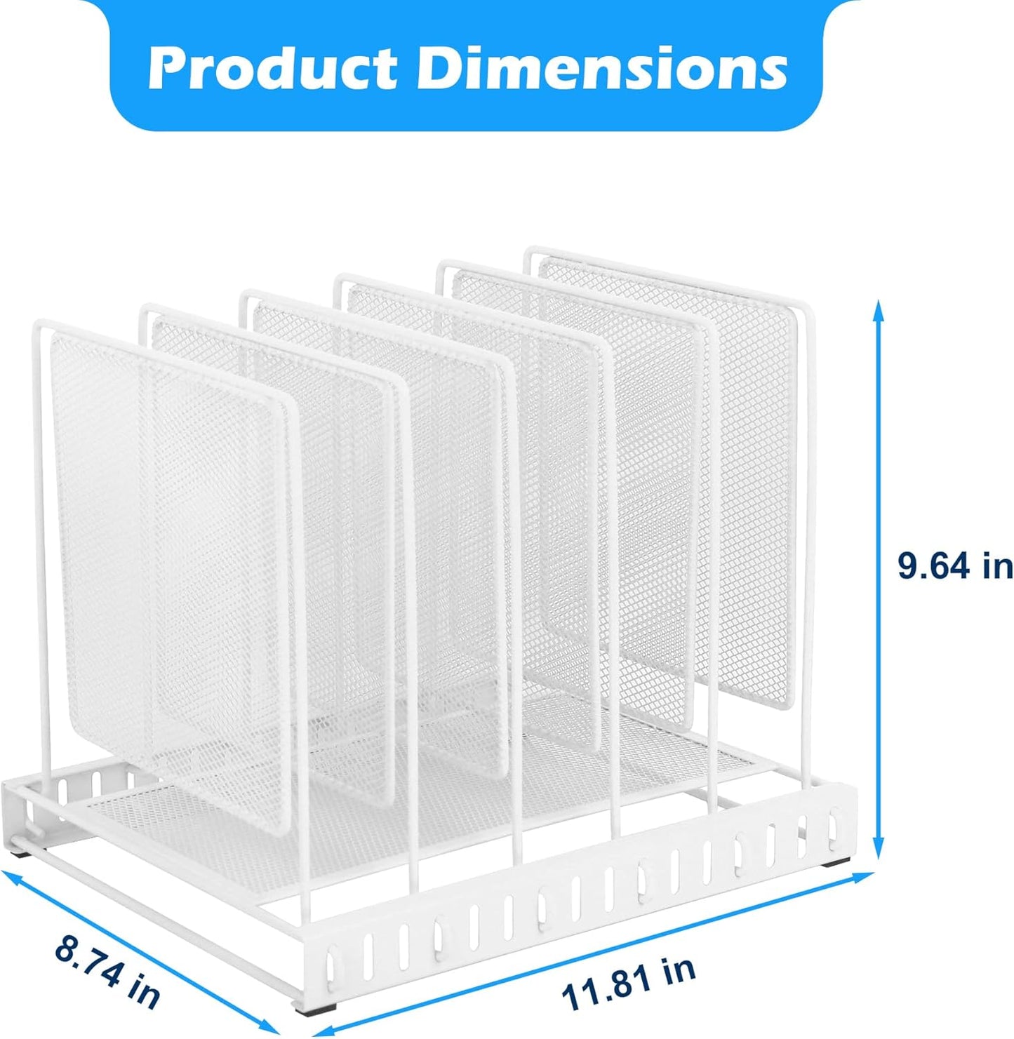 EASEPRES 5 Section Vertical Metal Mesh Desk File Organizer, Spacing Adjustable Upright Desktop Paper Mail Document Magazine Sorter Folder Holder for Workspace Office School Home, White