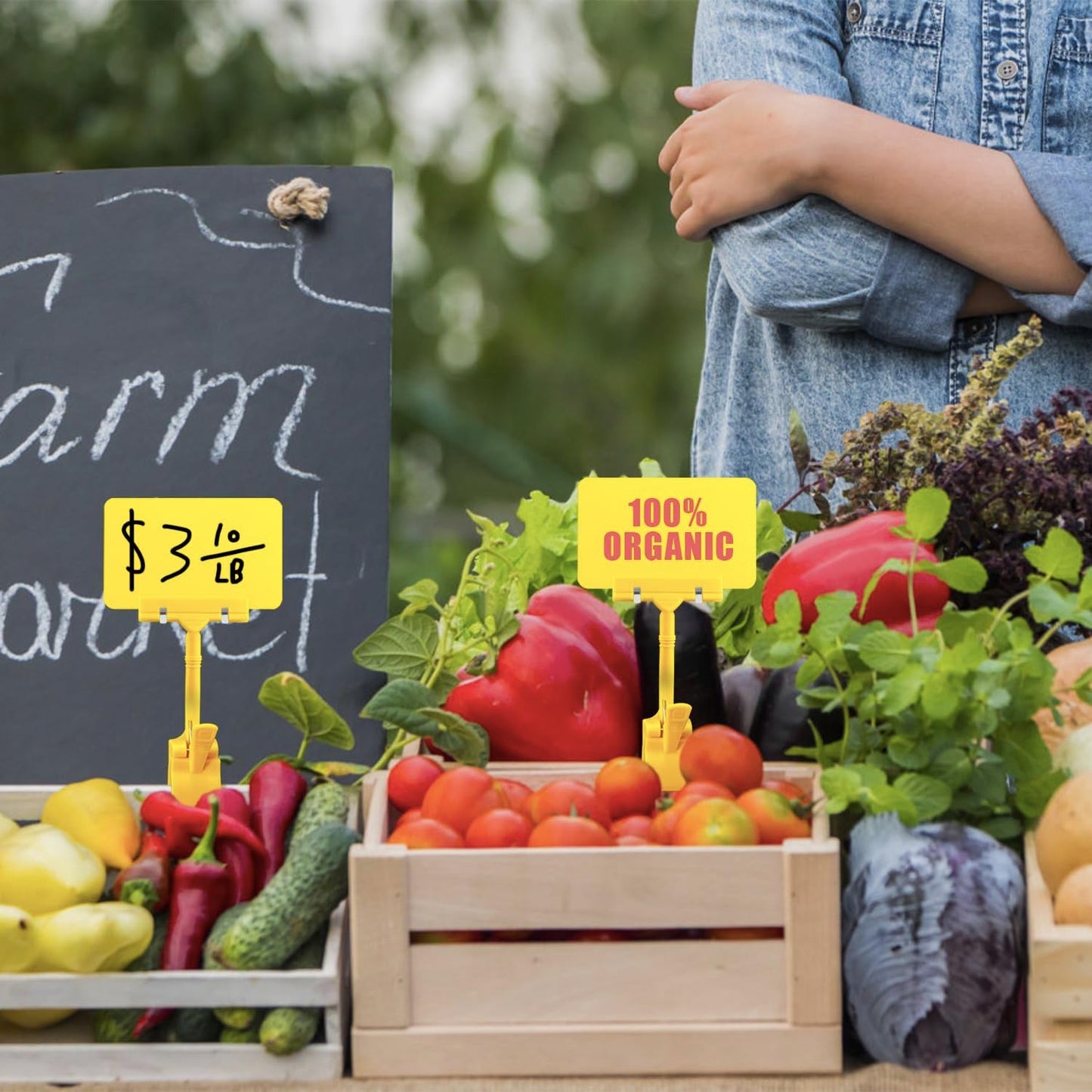 Coobbar Clip-On Sign Holder,20 Pack Merchandise Sign Clips Sign Holder Clips Pop Label Clips Retail Merchandise Rack Sign Double Display Clip Sign Holding Clamp,Price Tag Display (Yellow)
