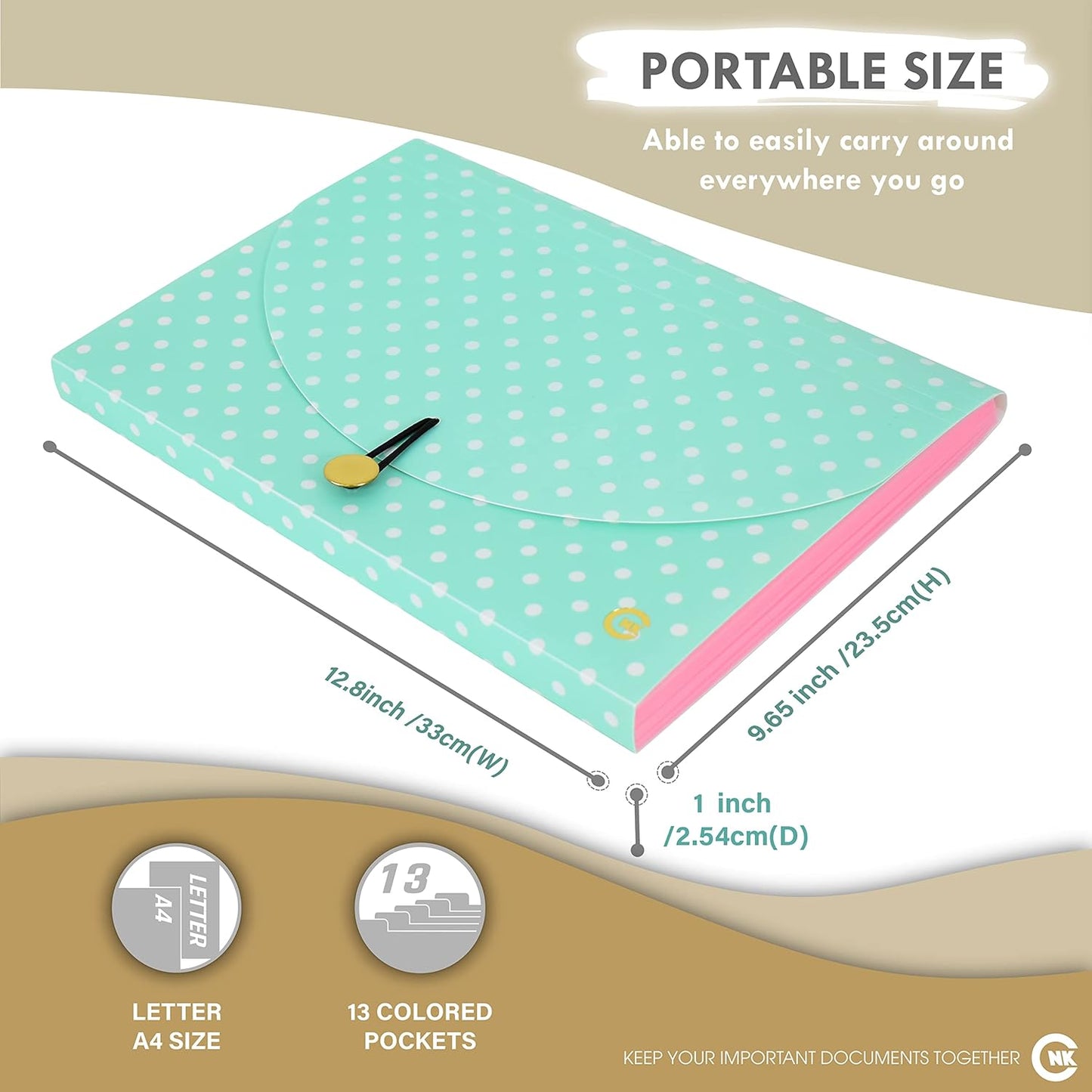 CNK File Folders Organizer with 13 Pockets Accordion Expanding Folder For Documents Receipt Document Paper Pocket Filing Products Accordian Important expandable holder files alphabetical Labels Letter