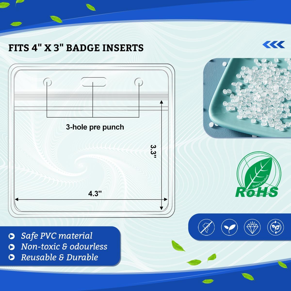 50 Pcs Clear Plastic Extra Thick Horizontal Card Holders, 4x3 Inch Sealable Waterproof Name Badge Bank ID Card Protector