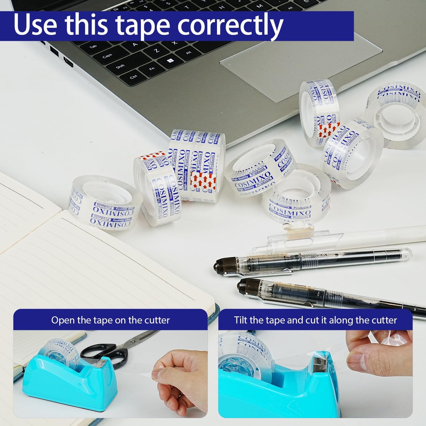 COSIMIXO 48Rolls Crystal Clear Tape Refills for Dispenser, 3/4Inch x 1000 inch,Bulk Transparent Tape,Office Stationery Tape for Home and School