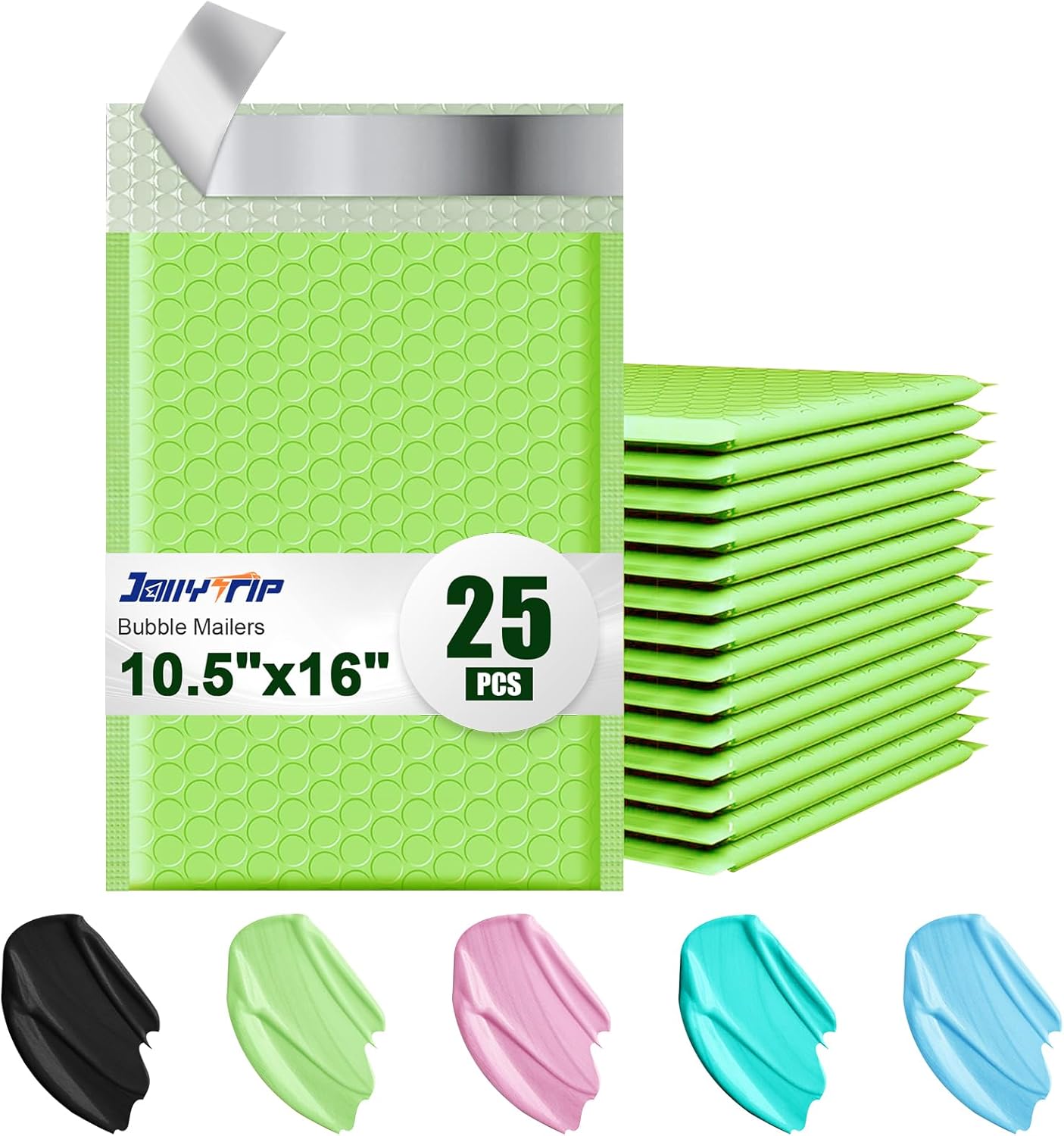10.5x16 Poly Bubble Mailers #5 Padded Envelopes, 25Pcs Self Seal Mailing Envelopes Bubble Padded Mailers (Light Green)