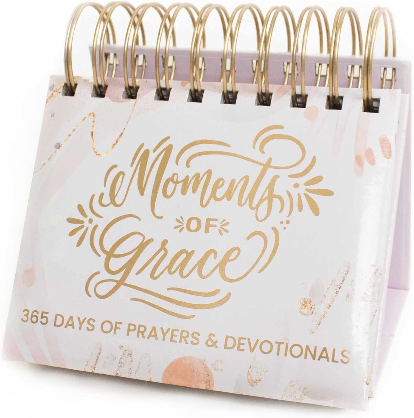bloom daily planners x Writefully His Undated Perpetual Desk Easel - Religious Inspirational Standing Desktop Flip Calendar - Page a Day - (5.25" x 5.5") - Moments of Grace