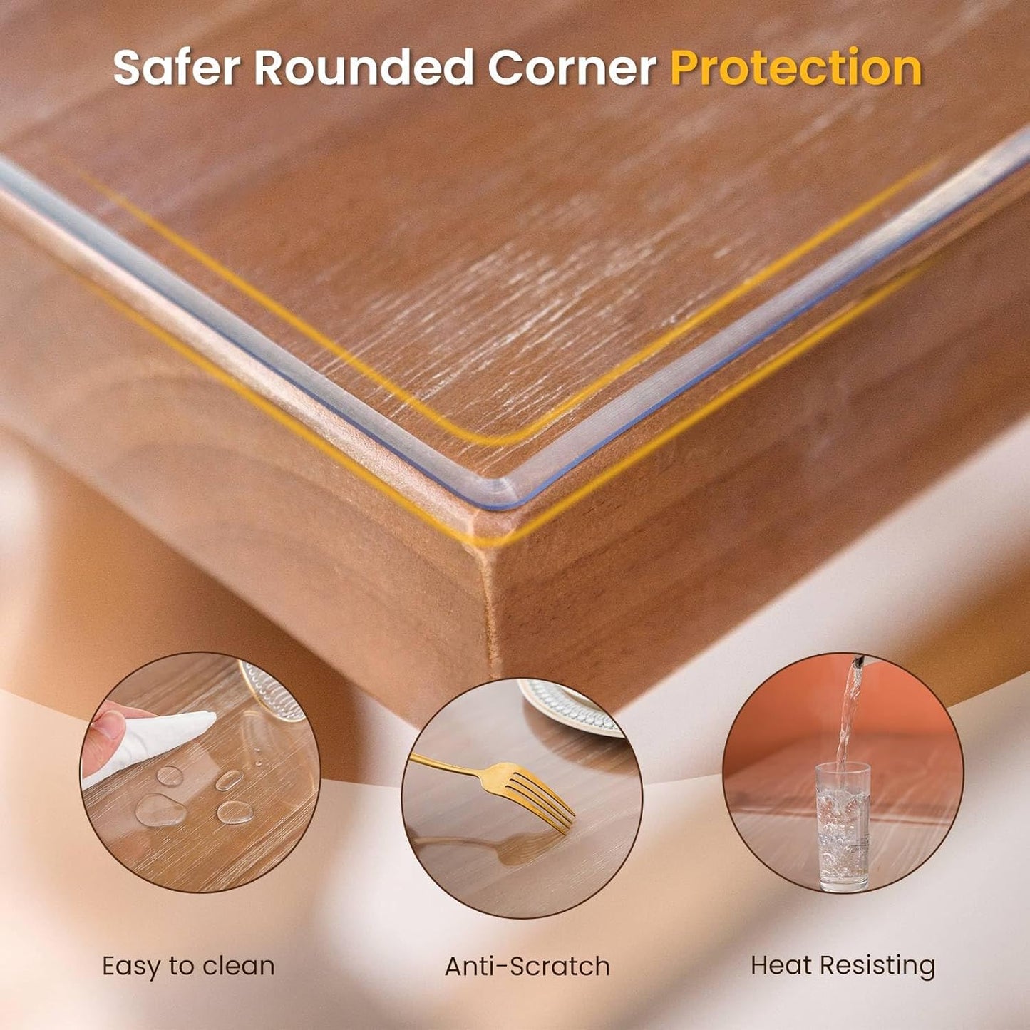 Clear Table Cover Protector, 14 x 60 Inch Clear Desk Mat, 1.5mm Thick Plastic Table Cover, Transparent Desk Cover, Desk Protector Mat for Desktop, Writing Desk